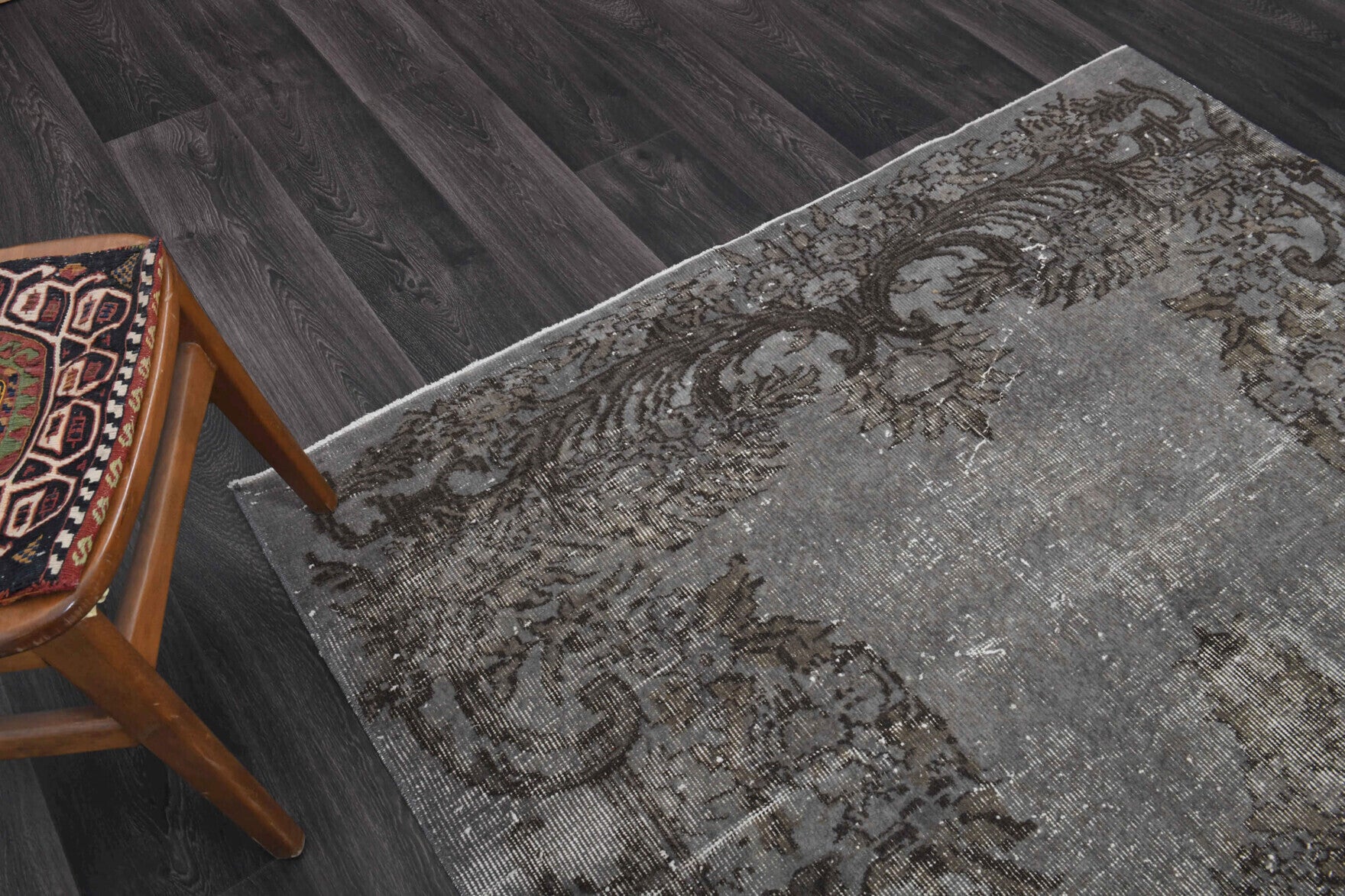 Vintage Anatolian Gray Oriental Area Rug