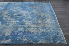 Vintage Distressed Oushak Blue Area Rug