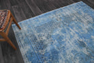 Vintage Distressed Oushak Blue Area Rug