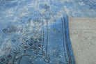 Vintage Distressed Oushak Blue Area Rug
