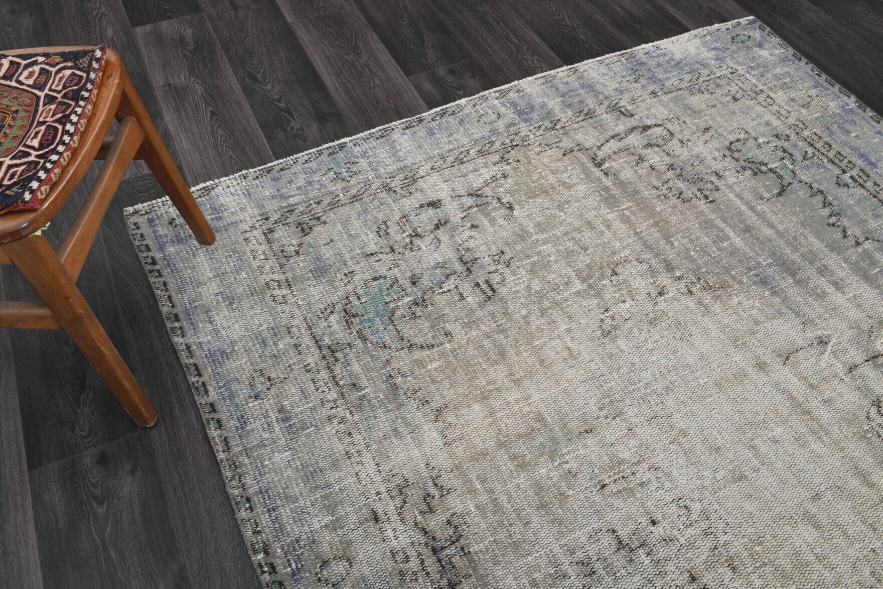 Authentic Anatolian distressed vintage area rug (1950s) with oriental design – one-of-a-kind at Fame Rugs