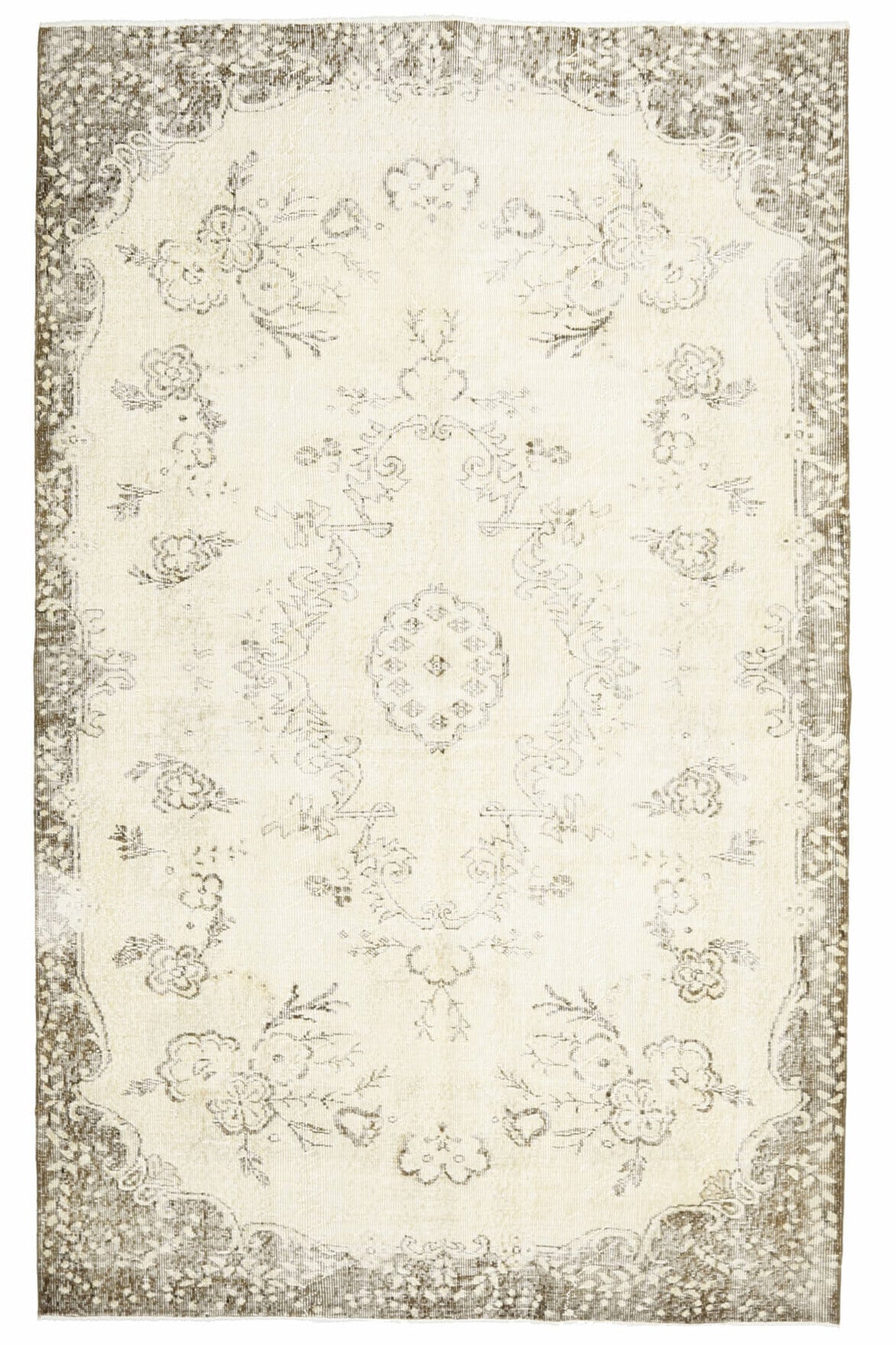 Neutral Beige Vintage Area Anatolian Rug