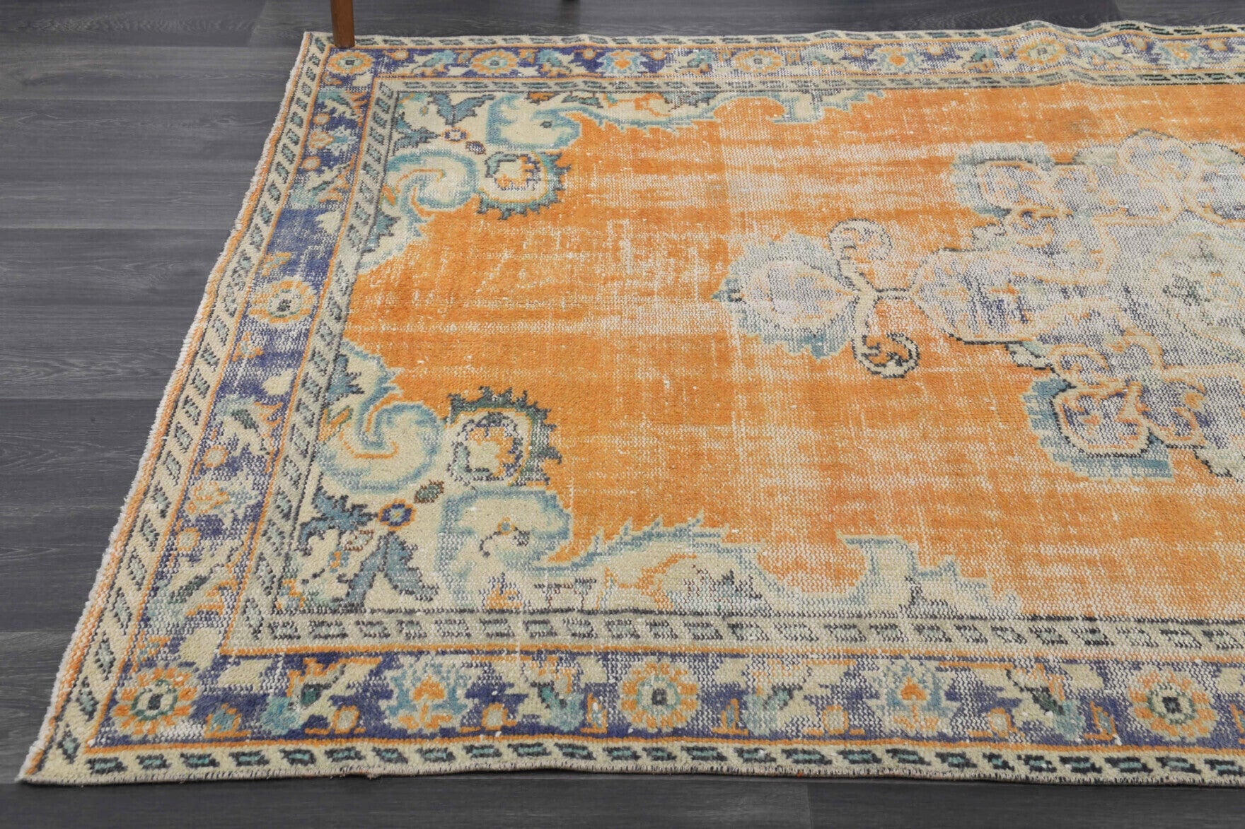 One-of-a-kind 1960s Anatolian distressed vintage area rug in wool, 5'6" x 8'7"