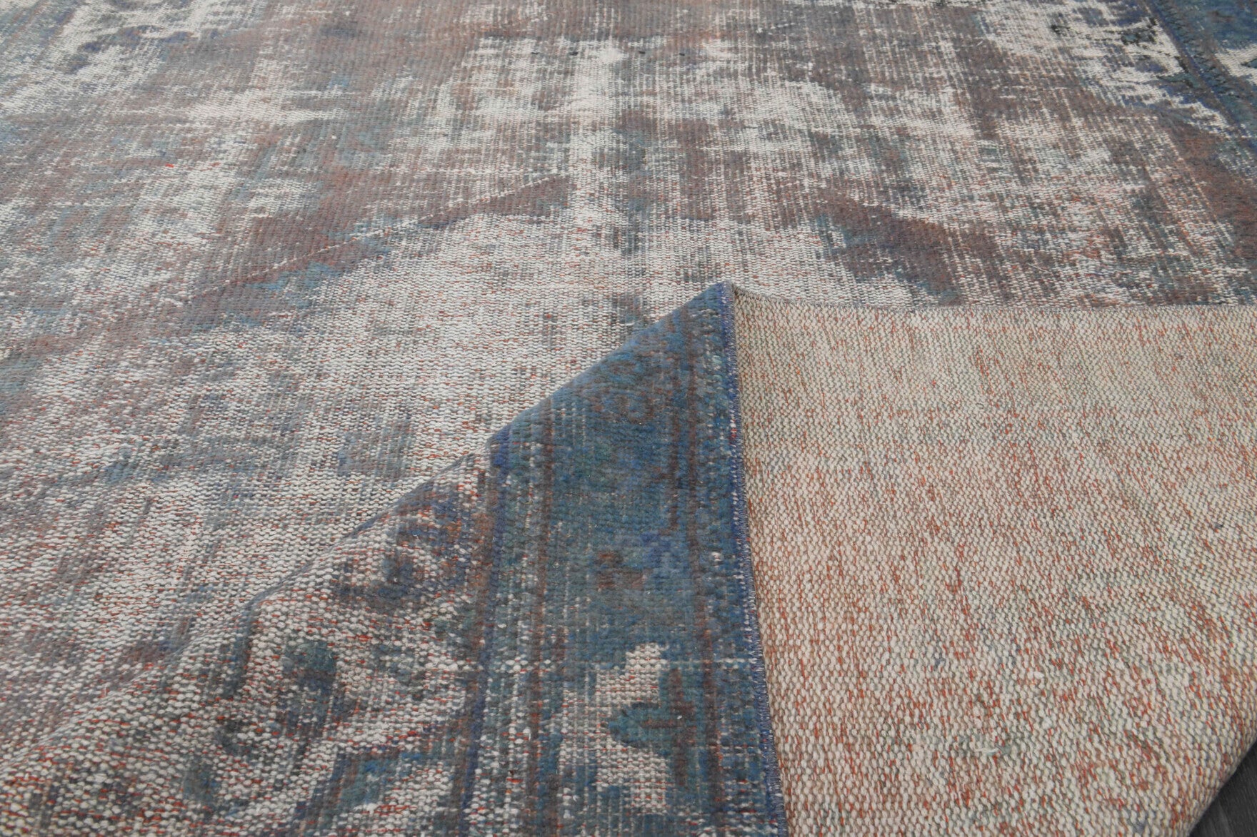 Distressed Oushak Vintage Area Rug