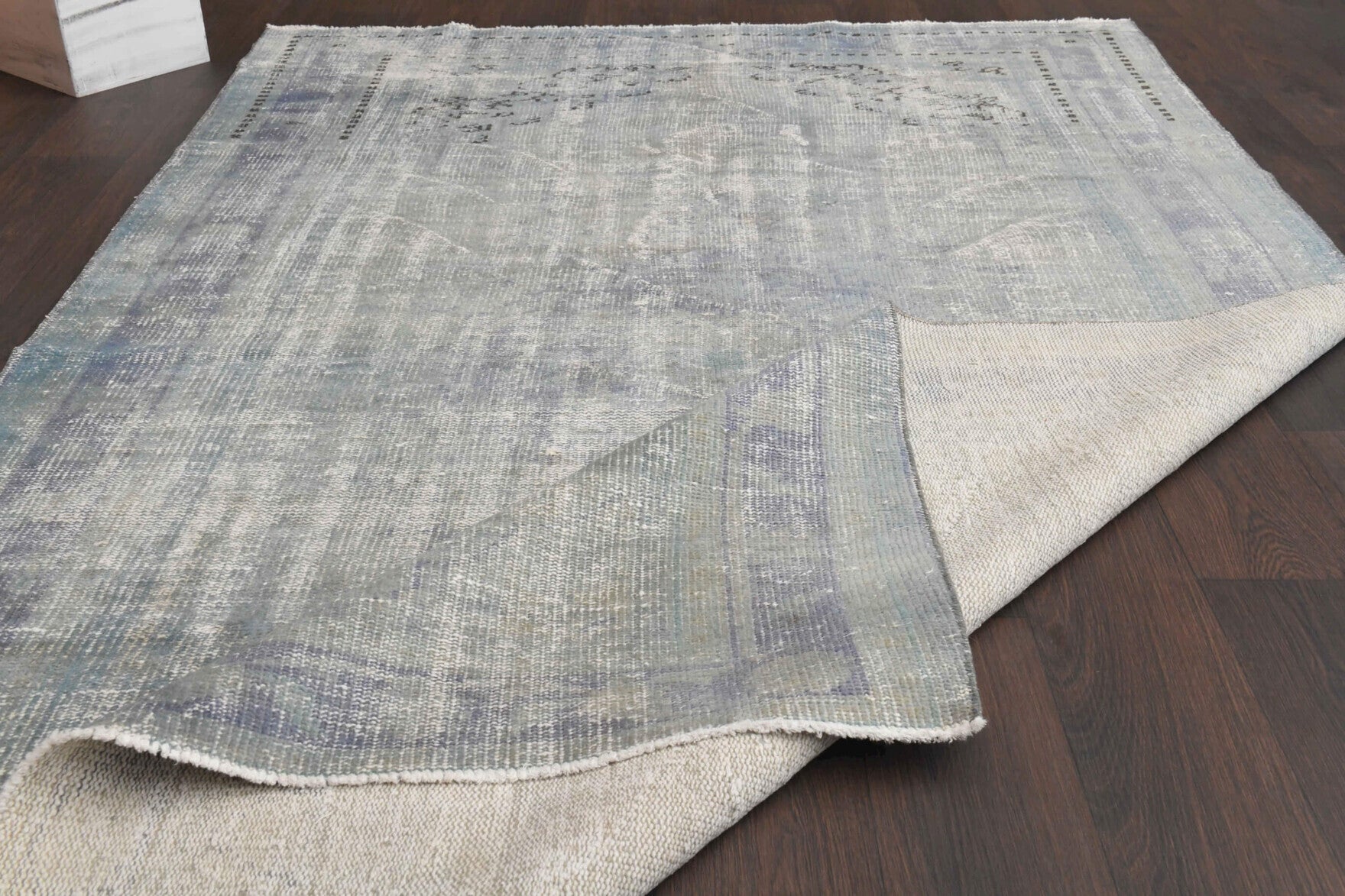 Hand-crafted Anatolian distressed vintage rug Myrtokleia in wool, 1950s