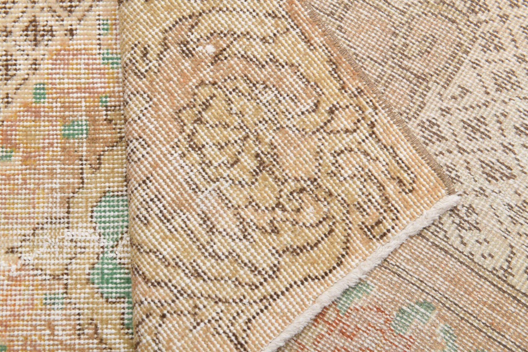 Hand-crafted Anatolian vintage rug Pinar in wool, 1950s
