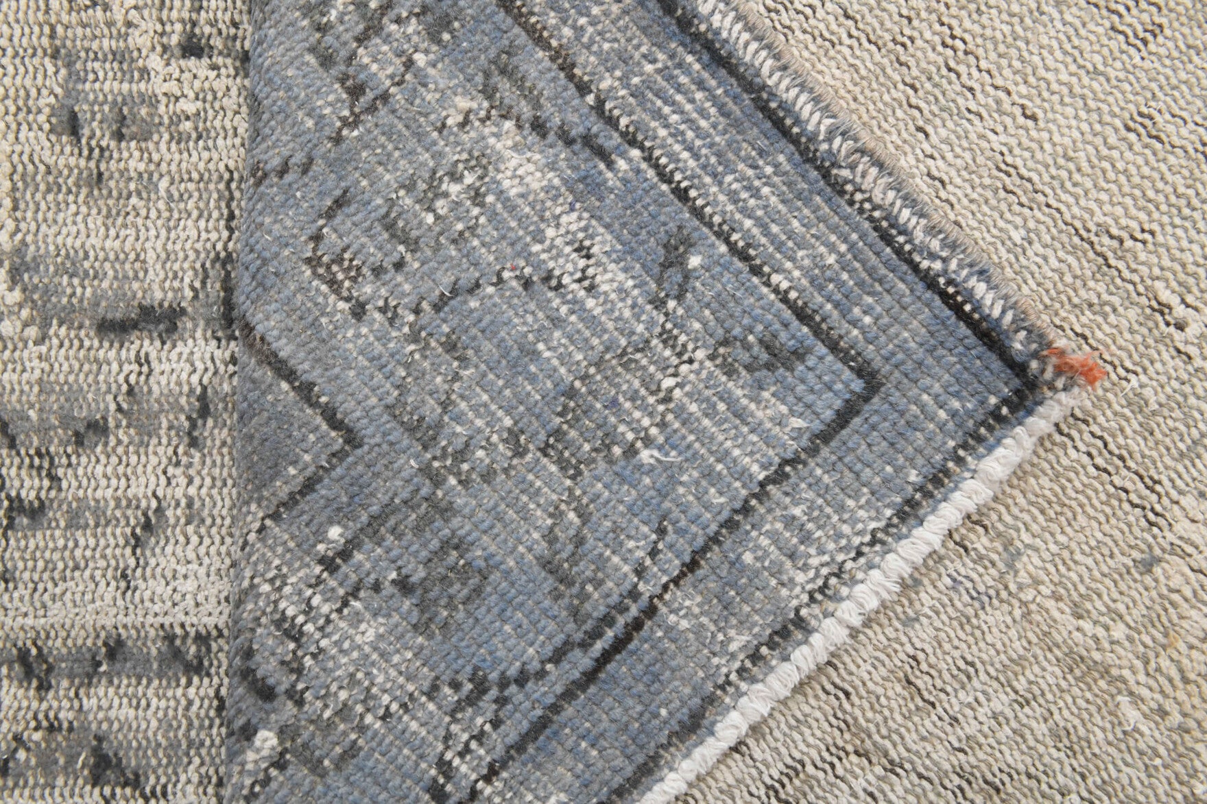 Hand-crafted Anatolian distressed vintage rug Yagmurnur in wool, 1970s