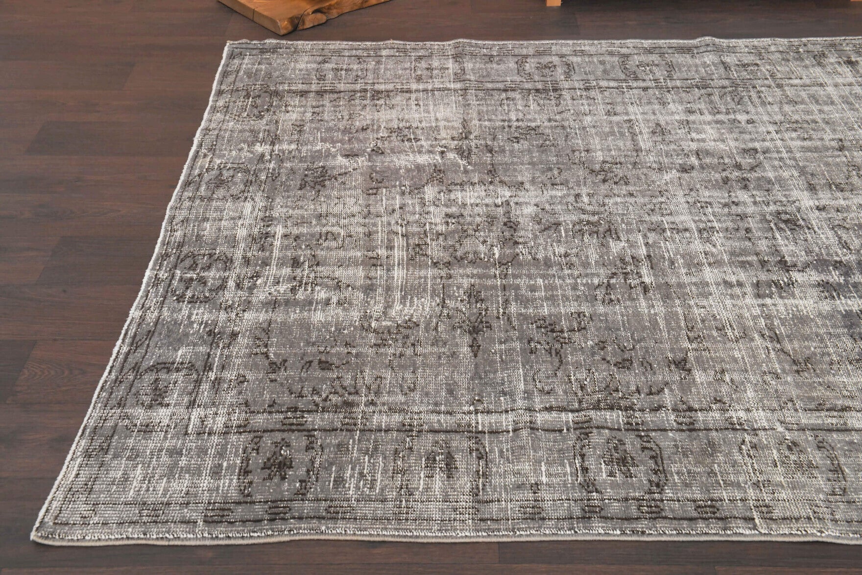 One-of-a-kind 1960s Anatolian distressed vintage area rug in wool, 5'10" x 8'8"