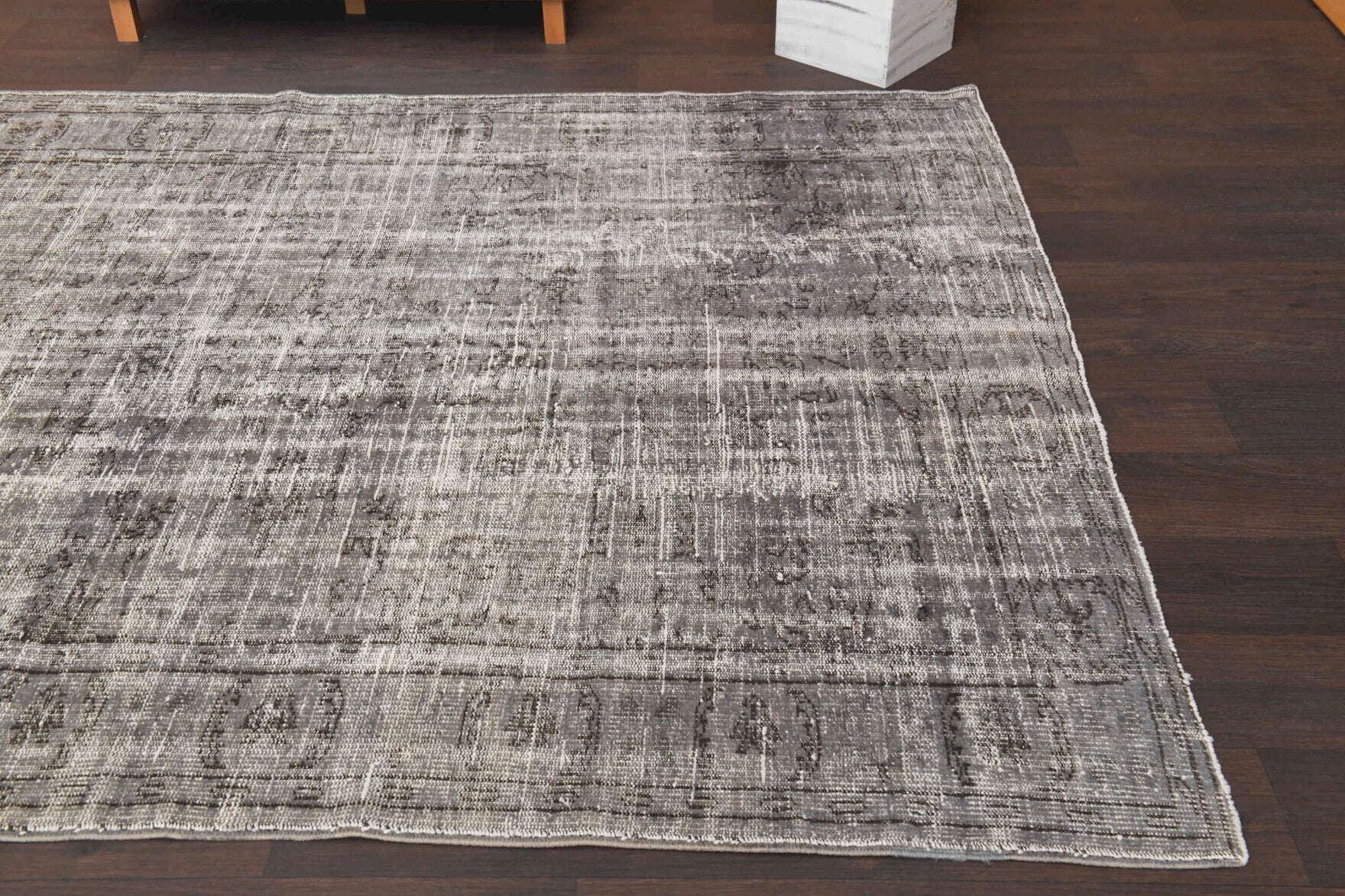 178x264 cm distressed vintage Anatolian area rug – Yesimlale, low pile, wool
