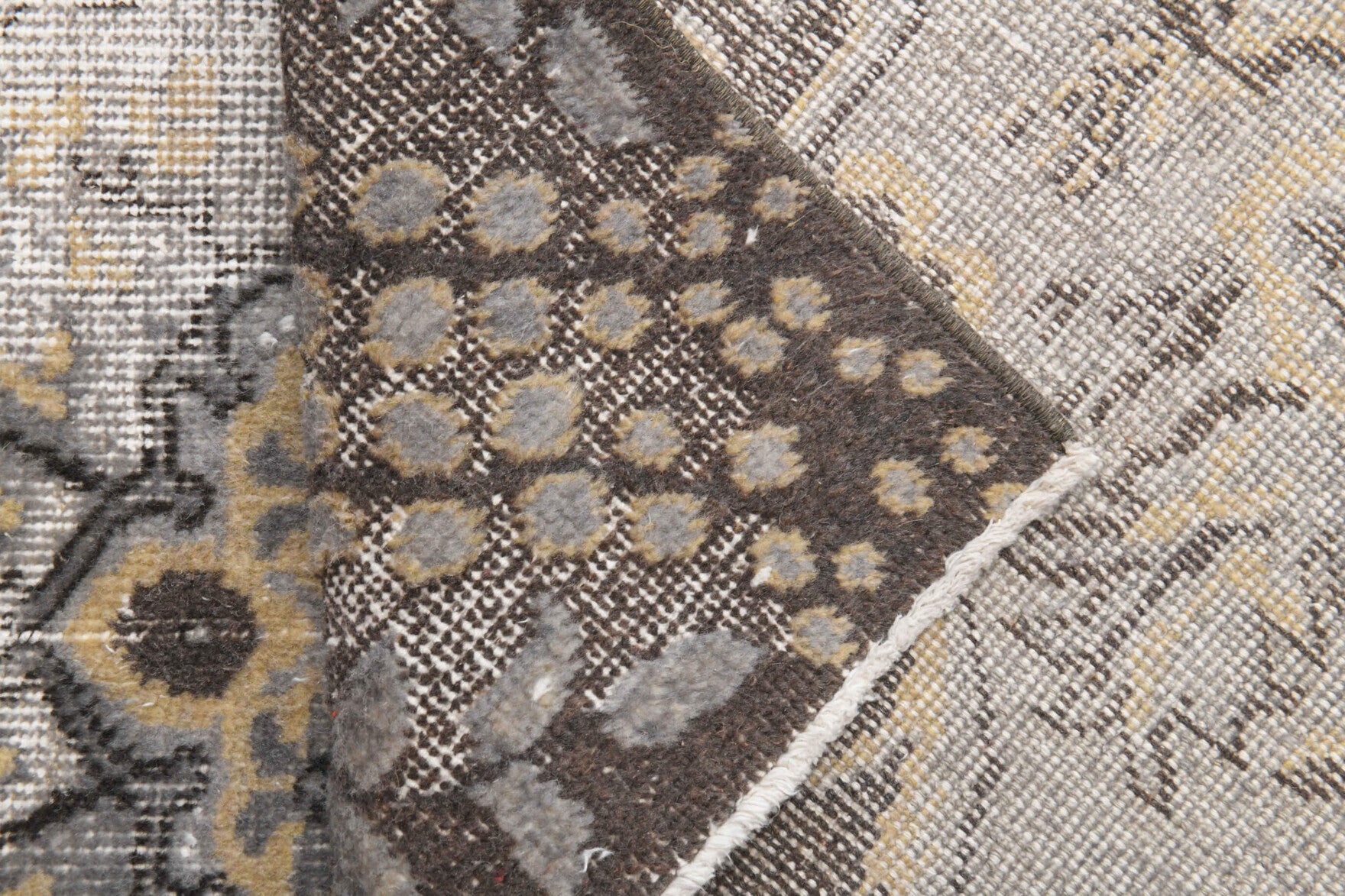 Hand-crafted Anatolian distressed vintage rug Charitopetra in wool, 1970s