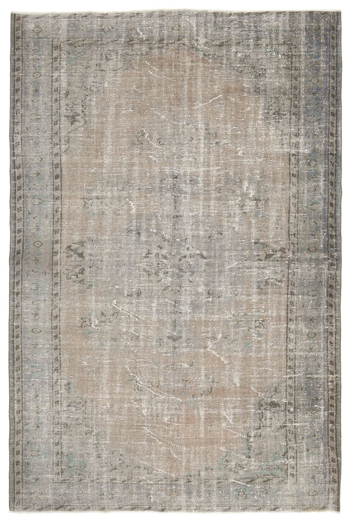 Vintage Neutral Area Oushak Rug