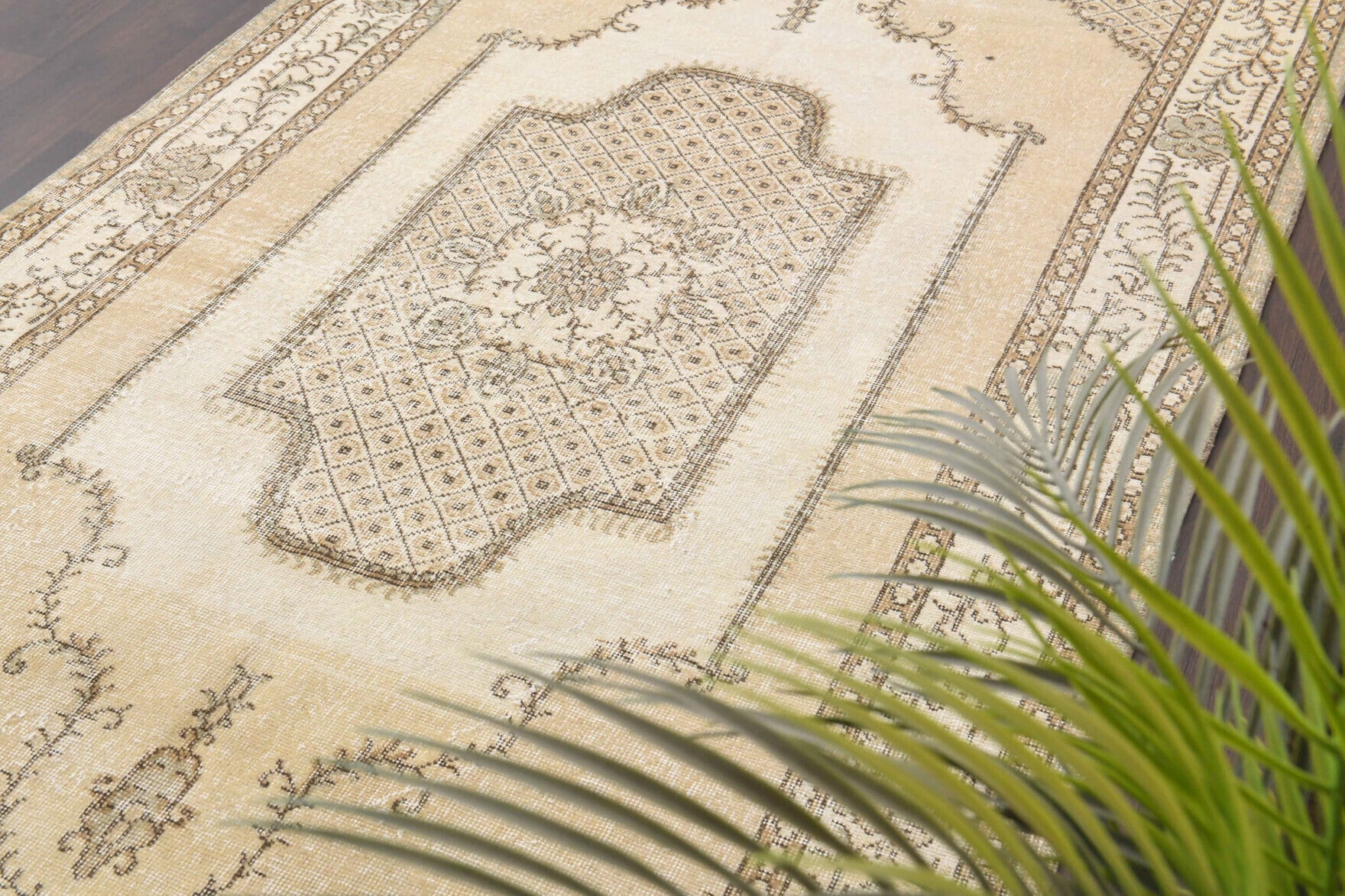 Hand-crafted Anatolian vintage rug Ecenaz in wool, 1970s