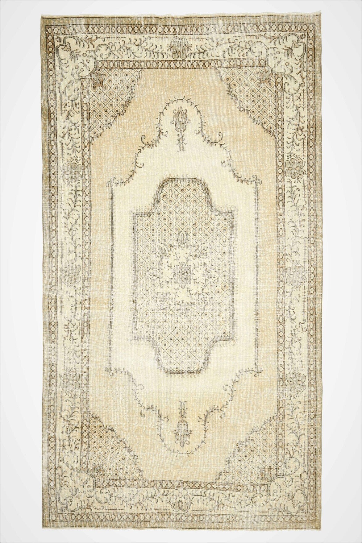Ecenaz Original Oushak Area Rug – 5'2" x 9'7" (158x291 cm) wool area rug handmade in Anatolia, Turkey