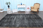 Solid Black Vintage Anatolian  Rug