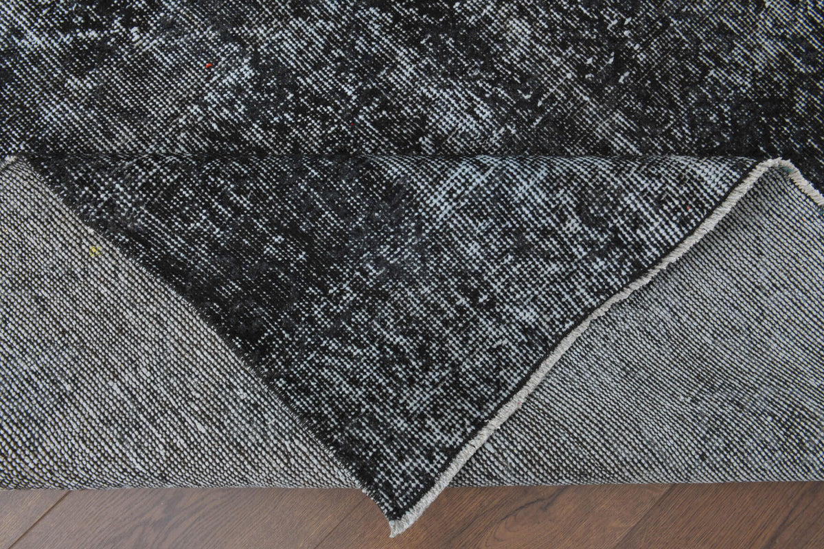 Solid Black Vintage Anatolian  Rug