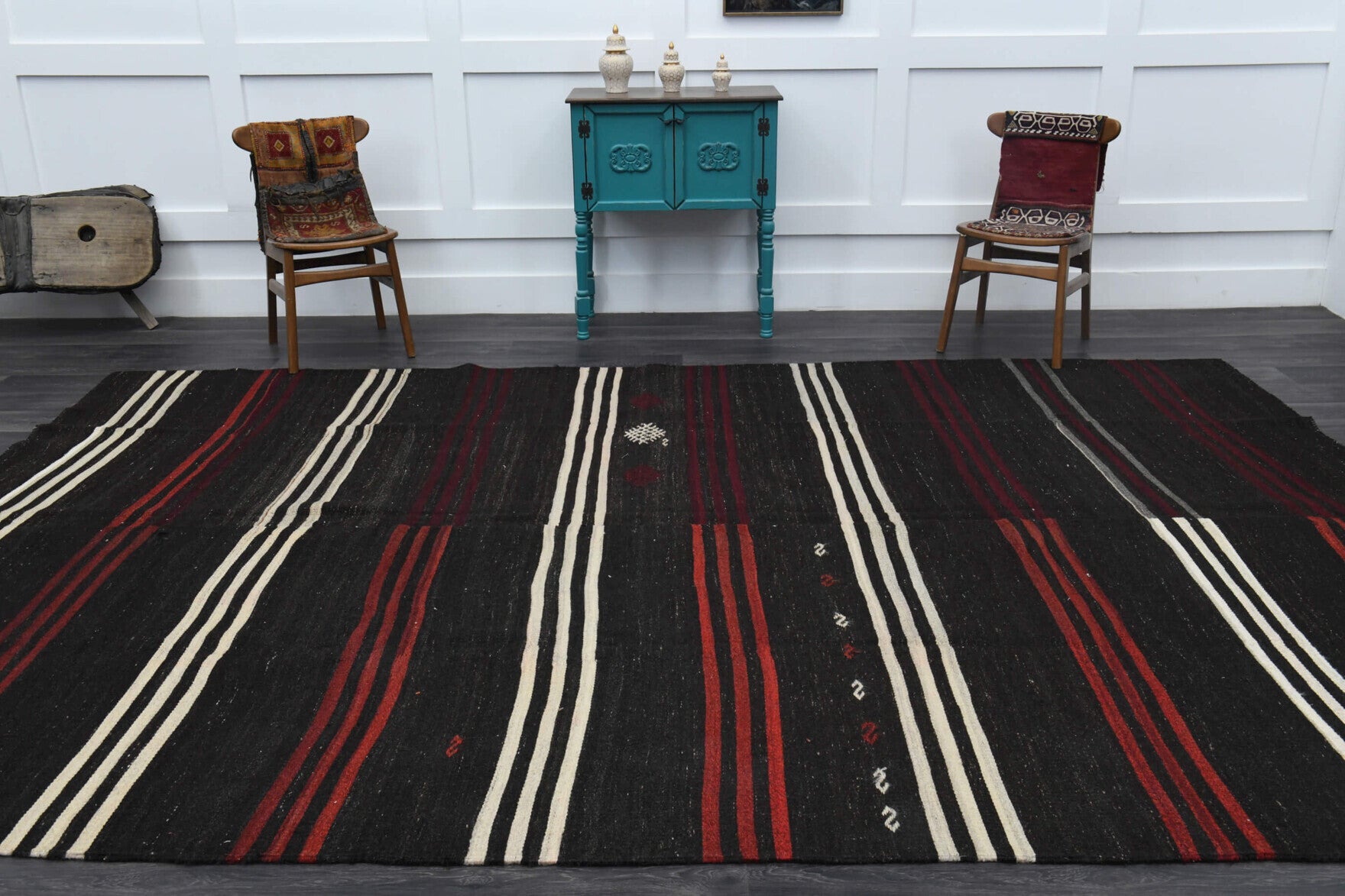 One-of-a-kind 1960s Anatolian vintage kilim rug in wool, 9' x 13'1"