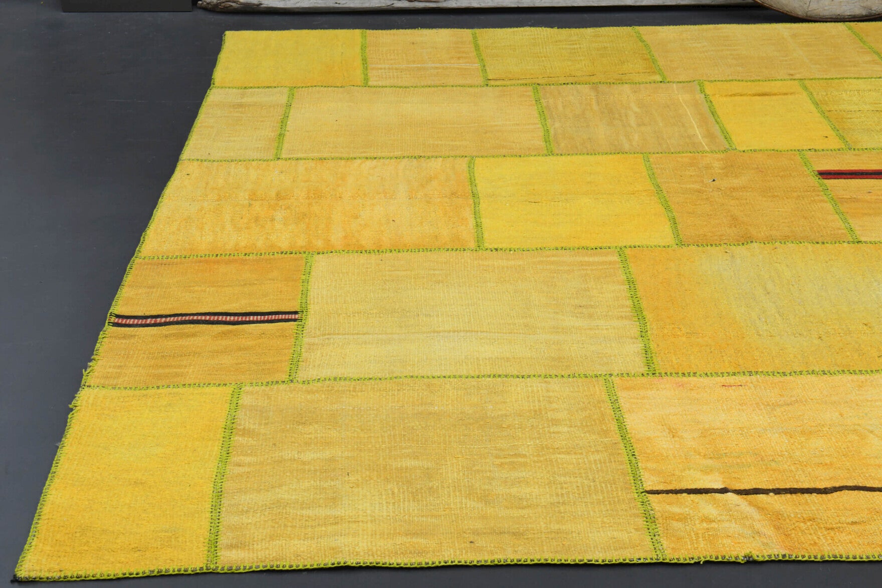 One-of-a-kind 1970s Anatolian vintage patchwork area rug in wool, 9'7" x 13'8"