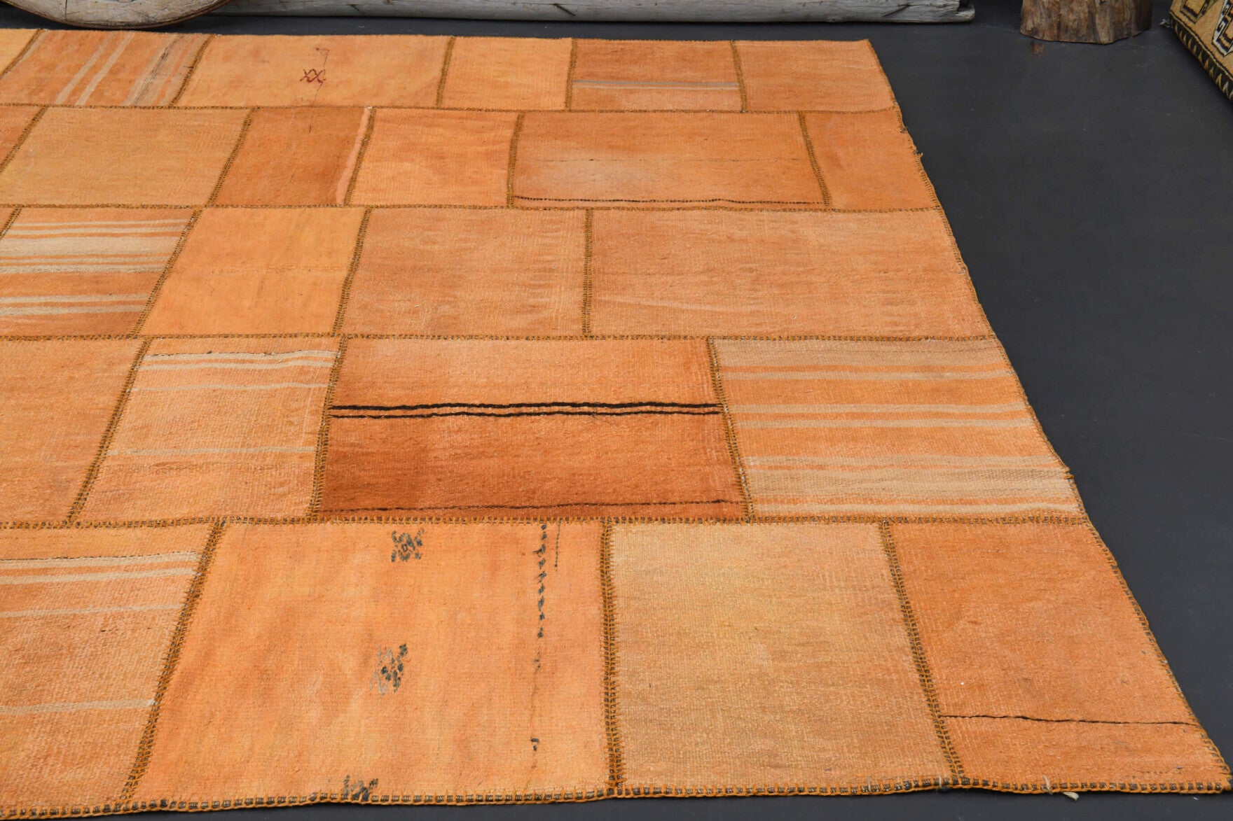 285x400 cm vintage patchwork Anatolian area rug – Akiksever, low pile, wool