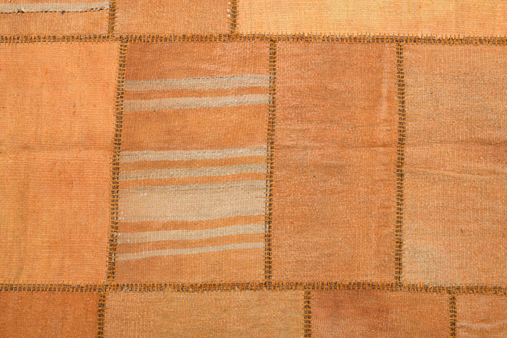 Hand-crafted Anatolian vintage patchwork rug Akiksever in wool, 1970s