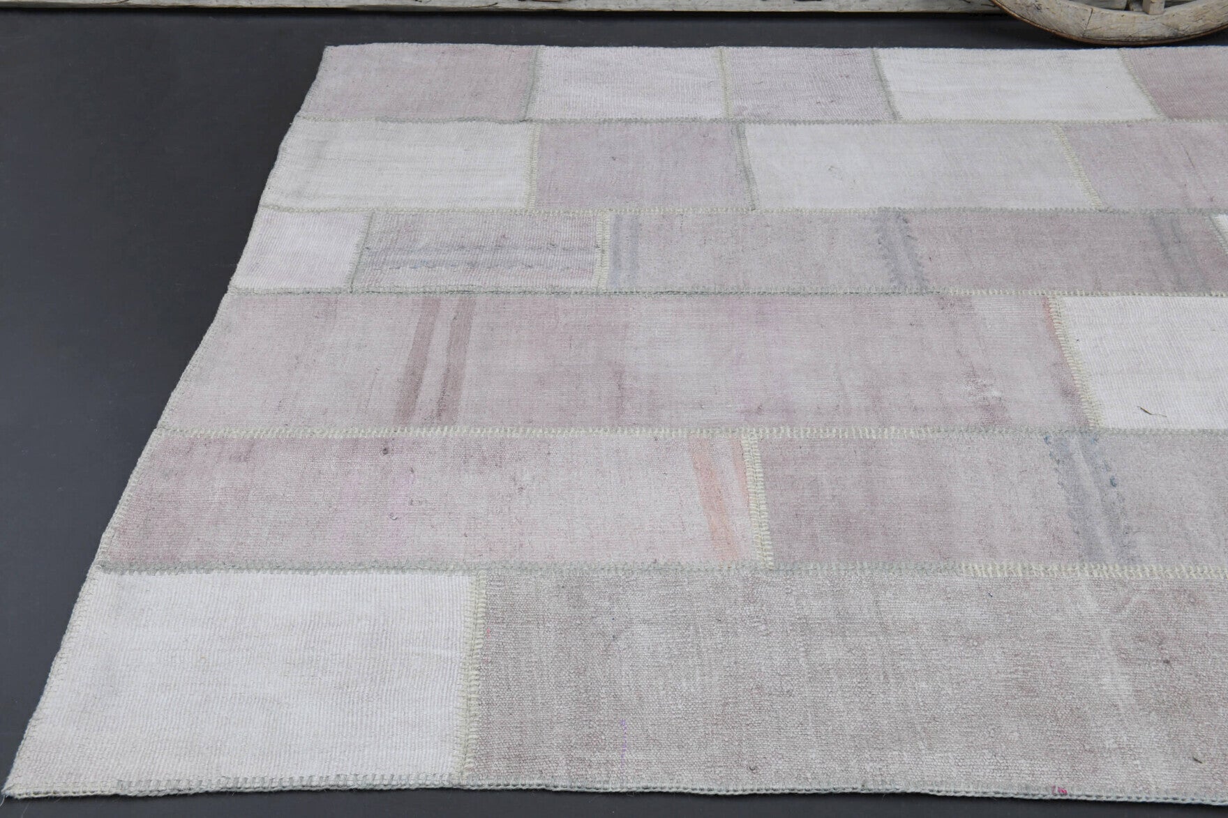 One-of-a-kind 1970s Anatolian vintage patchwork area rug in wool, 7'3" x 12'1"