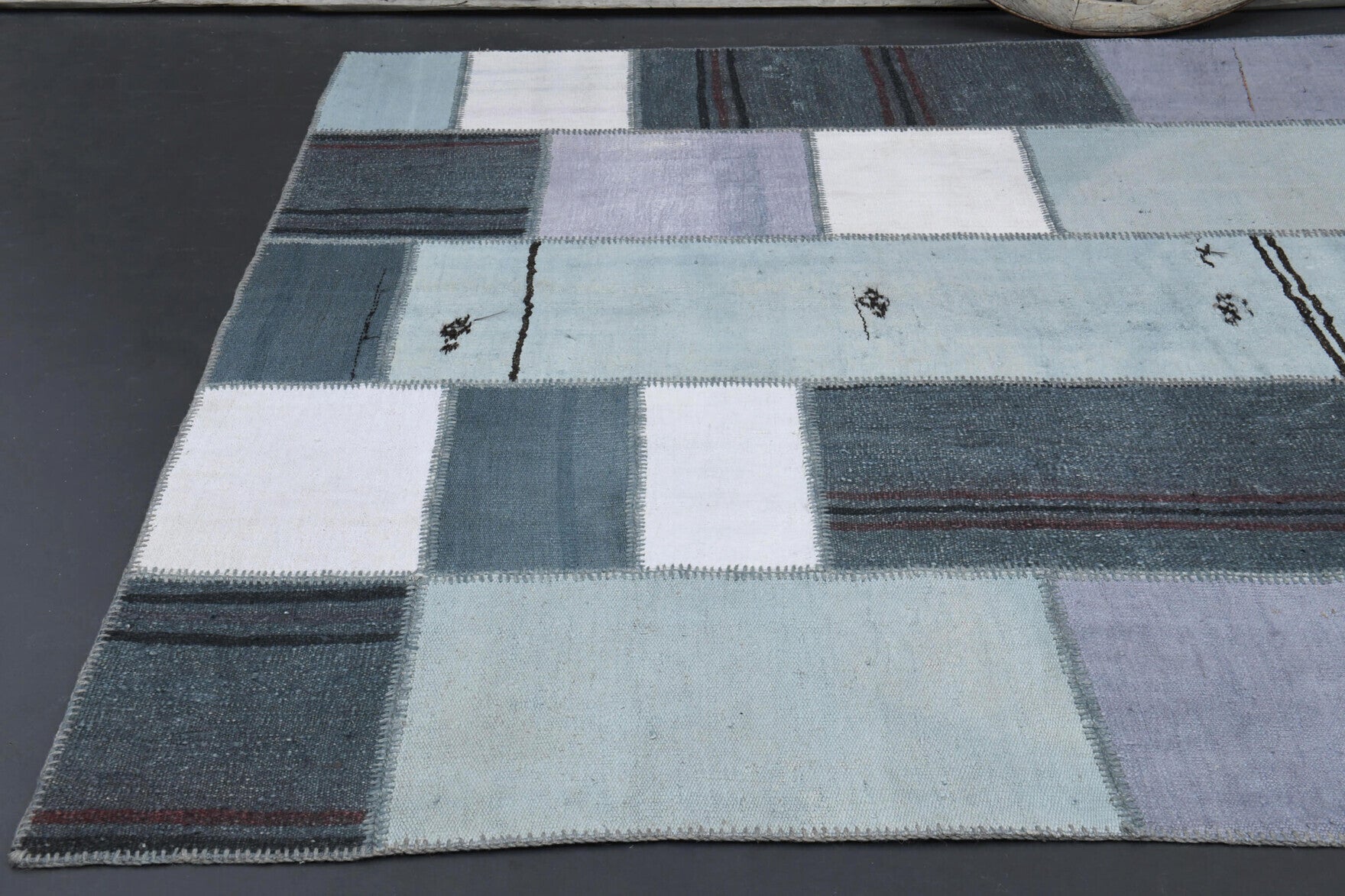 One-of-a-kind 1970s Anatolian vintage patchwork area rug in wool, 7'11" x 11'5"