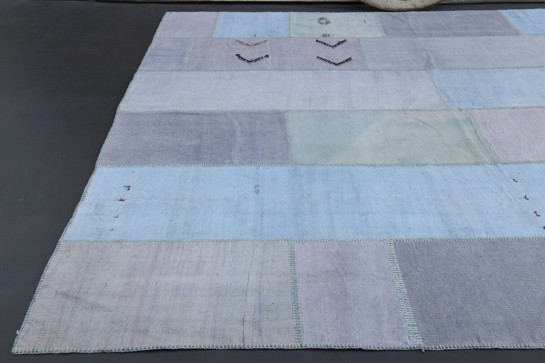 One-of-a-kind 1980s Anatolian vintage patchwork area rug in wool, 9'11" x 11'