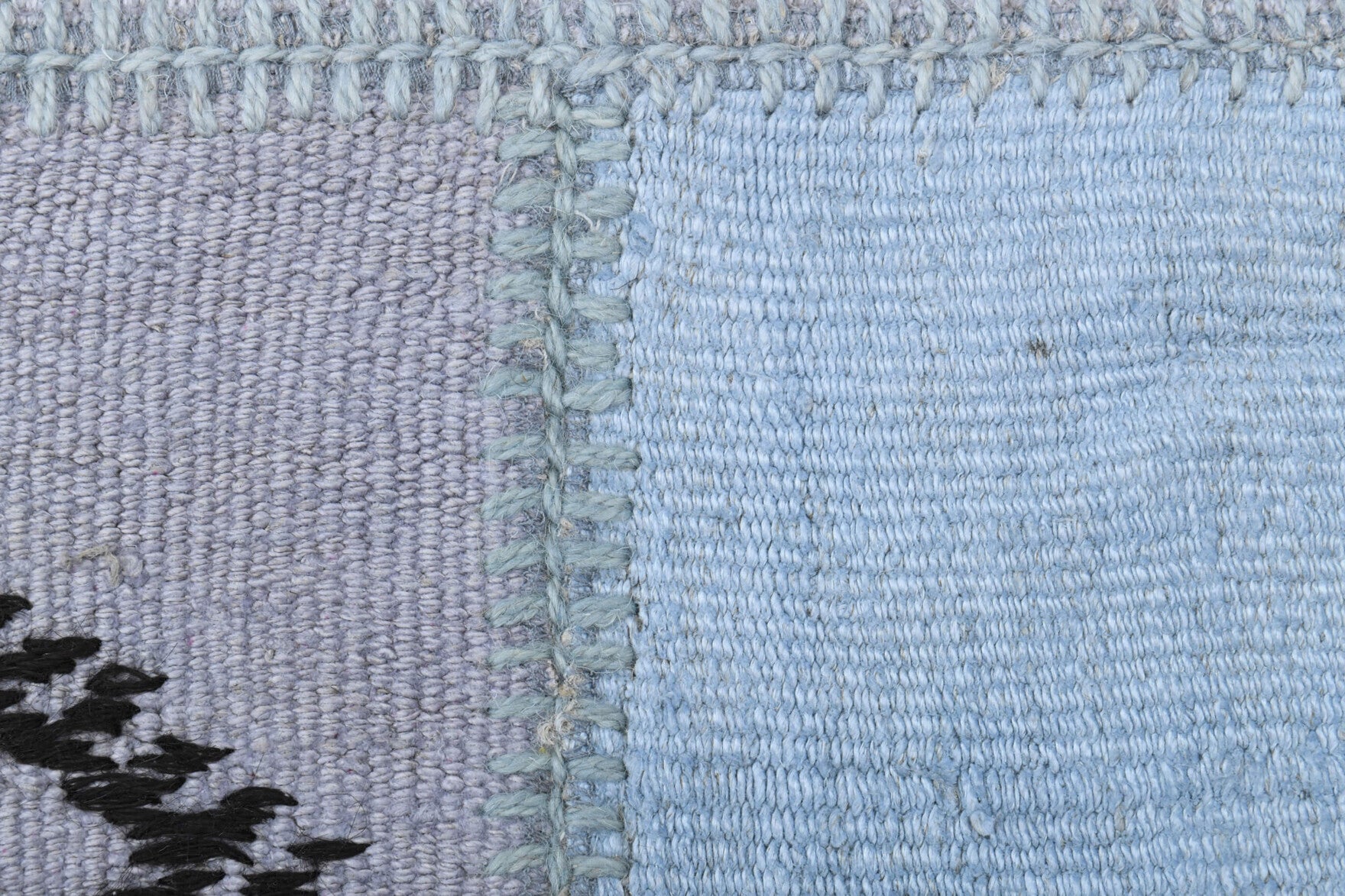 Hand-crafted Anatolian vintage patchwork rug Efsunur in wool, 1980s