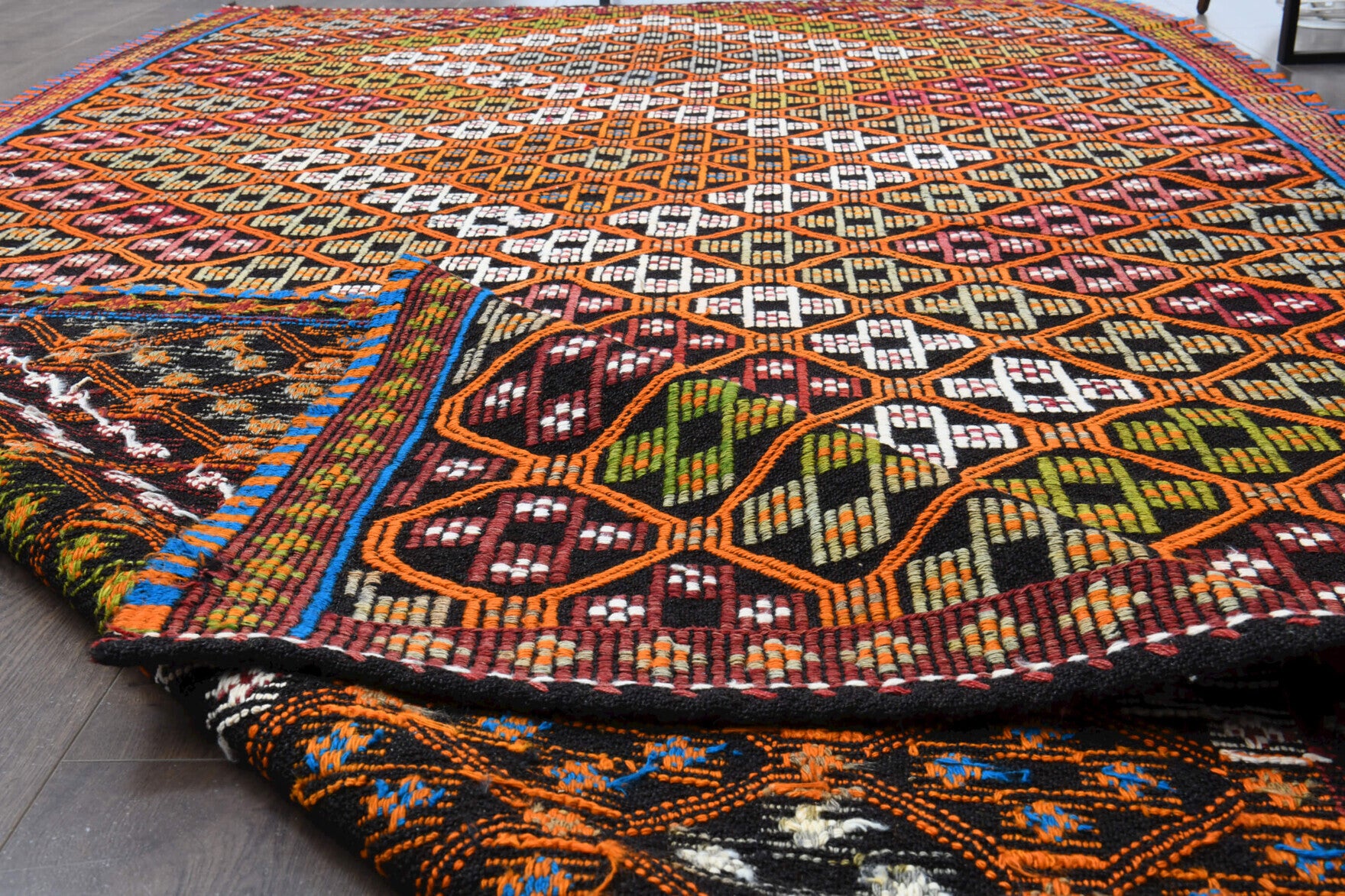 One-of-a-kind 1960s Anatolian vintage kilim rug in wool, 5'10" x 11'7"