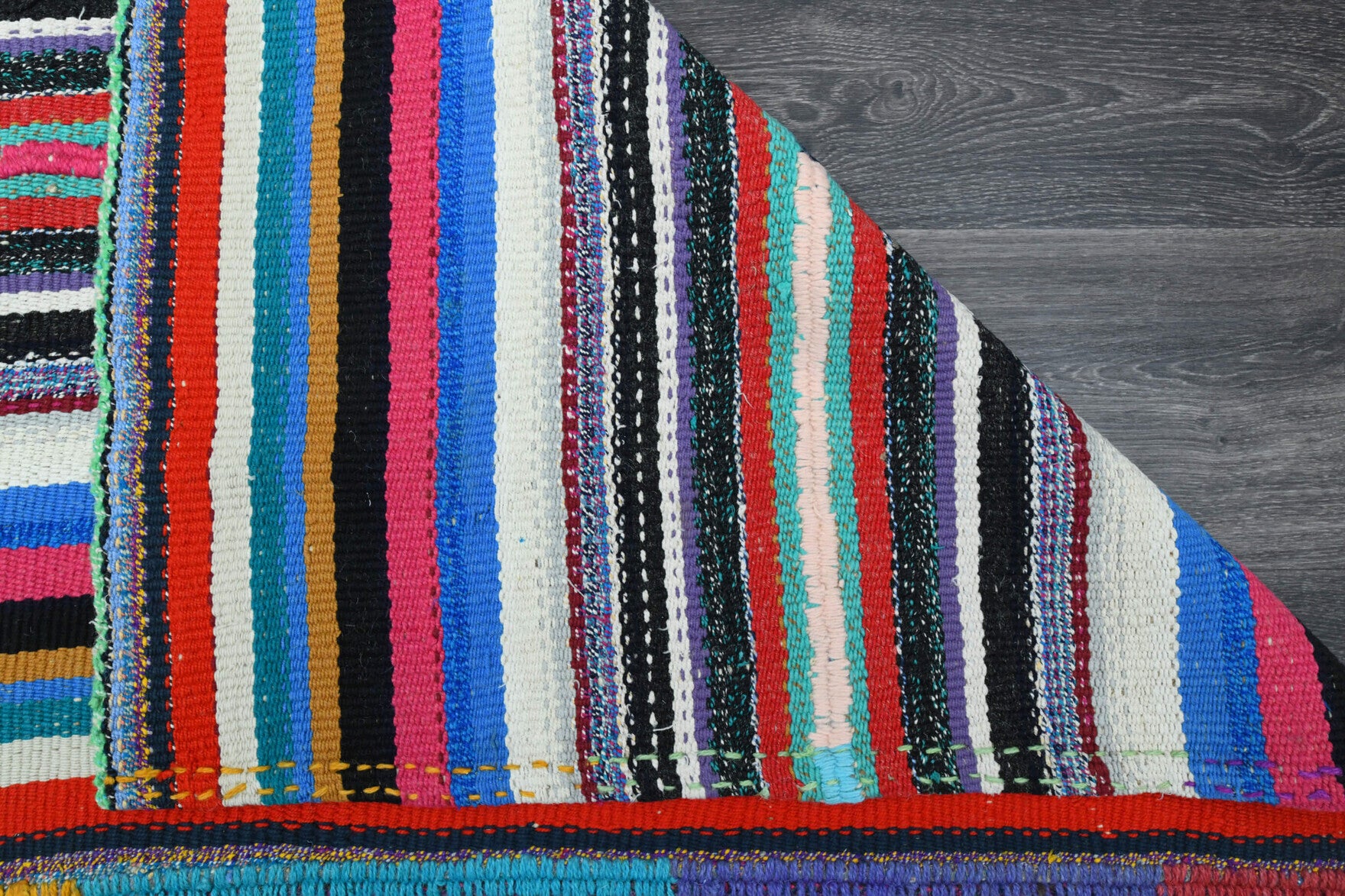 Zuhrenur – vintage striped kilim for living room or bedroom, 8'8" x 12'1" (264x368 cm)