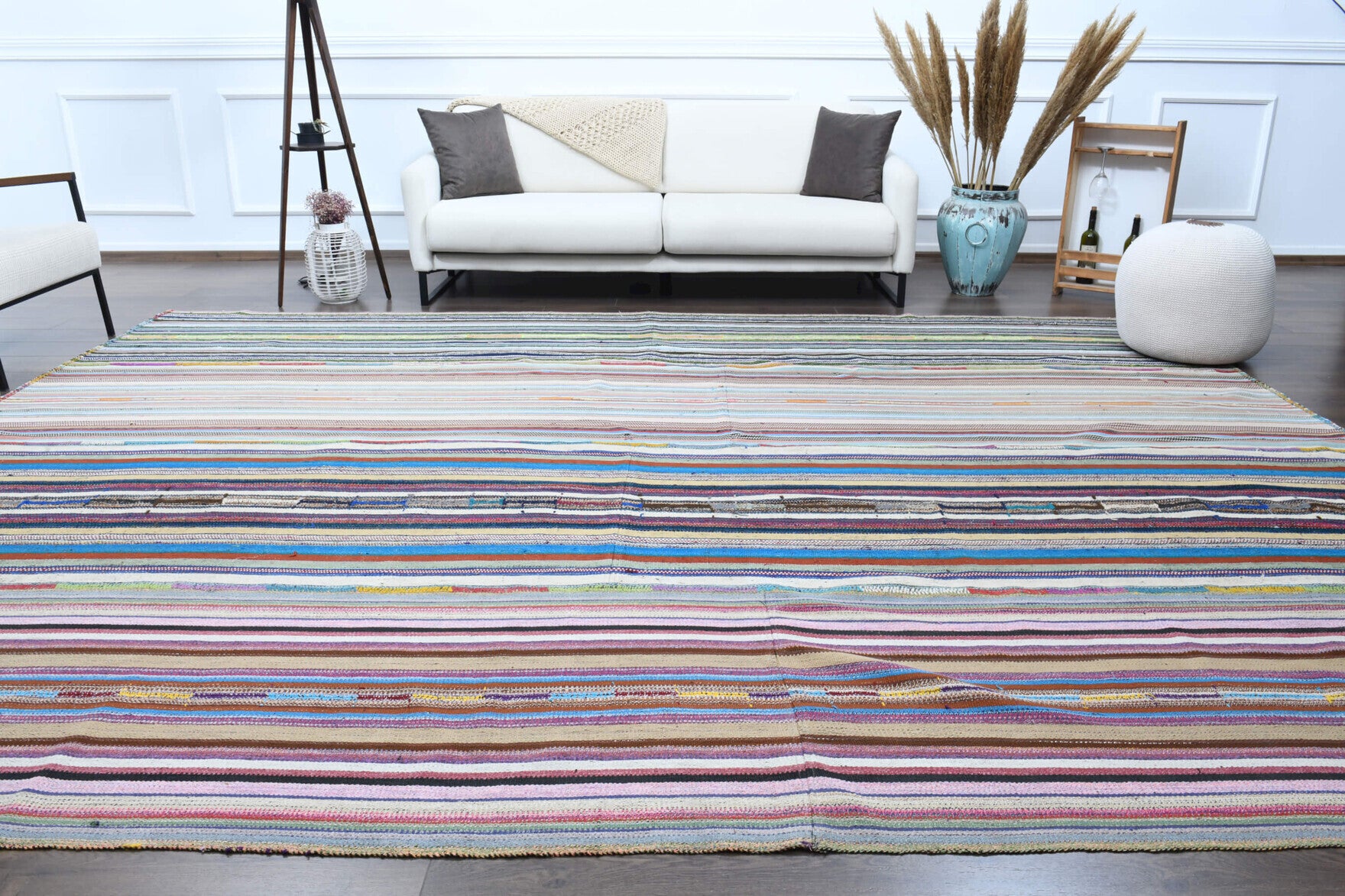 Vintage Oversized Area Kilim Rug