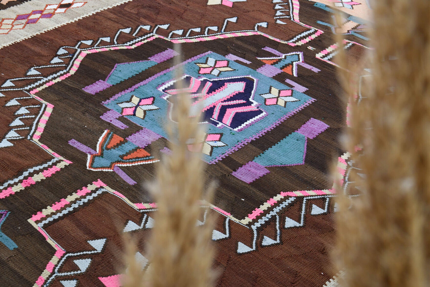 One-of-a-kind 1960s Anatolian vintage kilim rug in wool, 7'5" x 12'6"