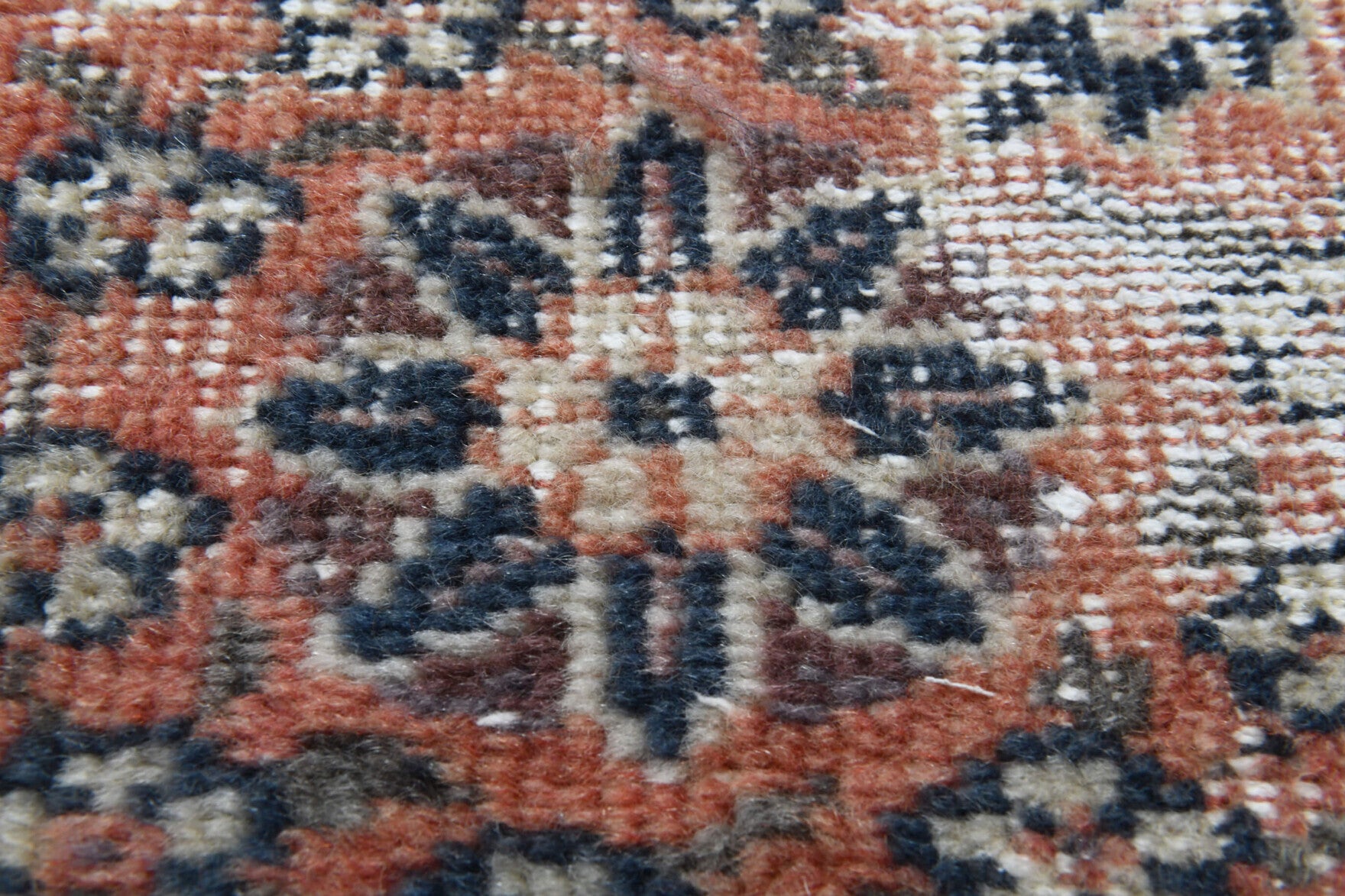 One-of-a-kind 1960s Anatolian distressed vintage area rug in wool, 9'5" x 12'2"