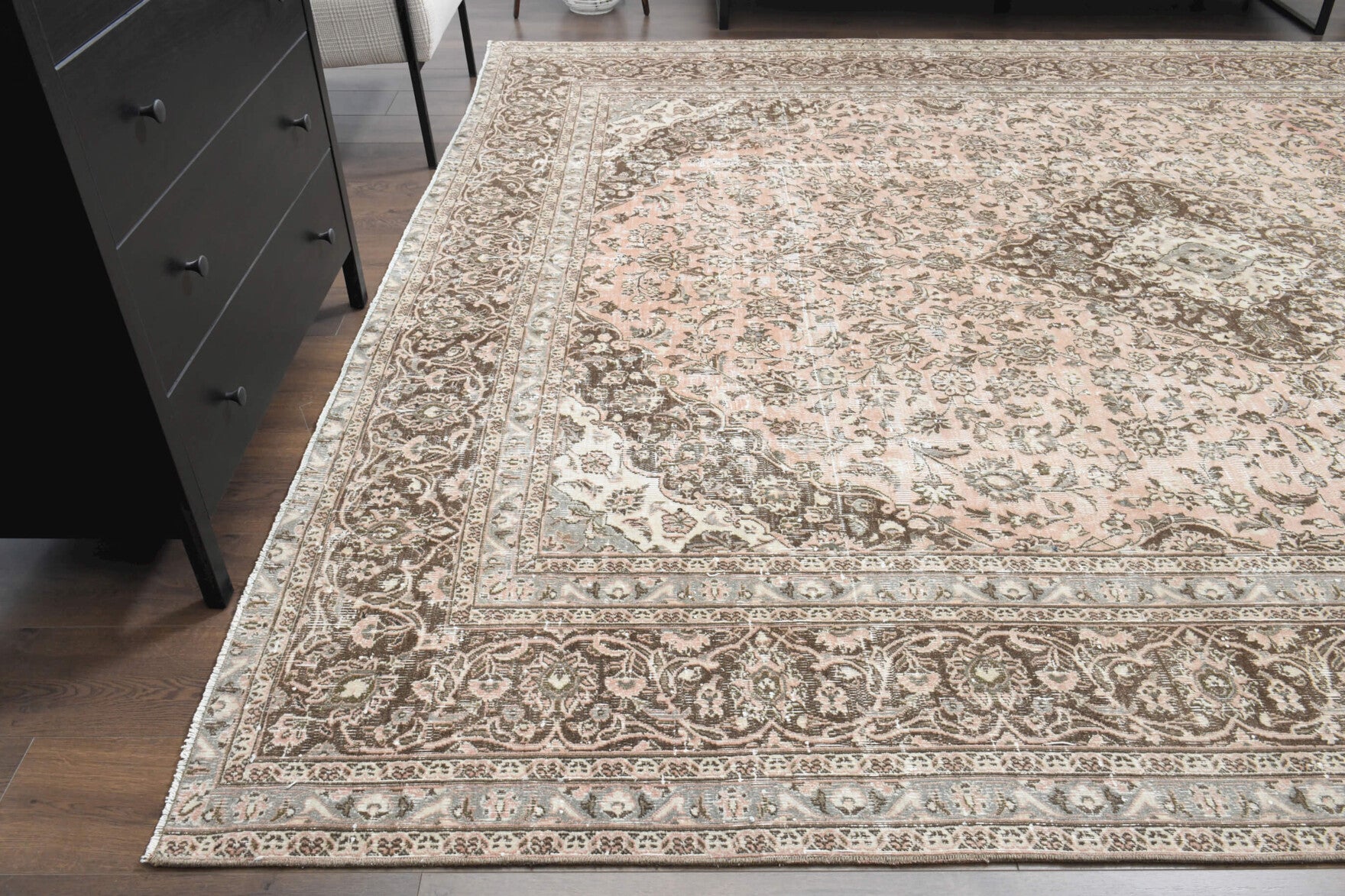 293x346 cm vintage Persian area rug – Perge, low pile, wool
