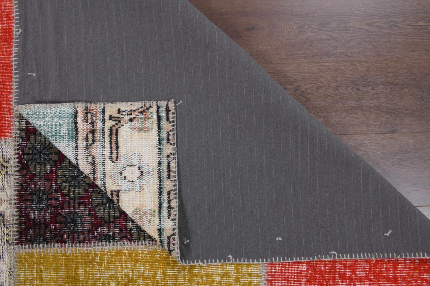 Handmade wool rug from Anatolia, Turkey – Vintage Patchwork Area Rug 6'2" x 7'10"