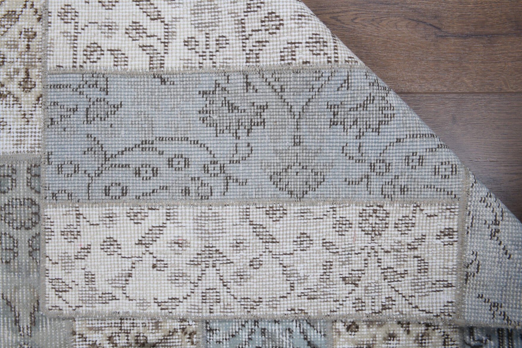 Authentic Anatolian vintage patchwork runner rug (1970s) with floral design – one-of-a-kind at Fame Rugs