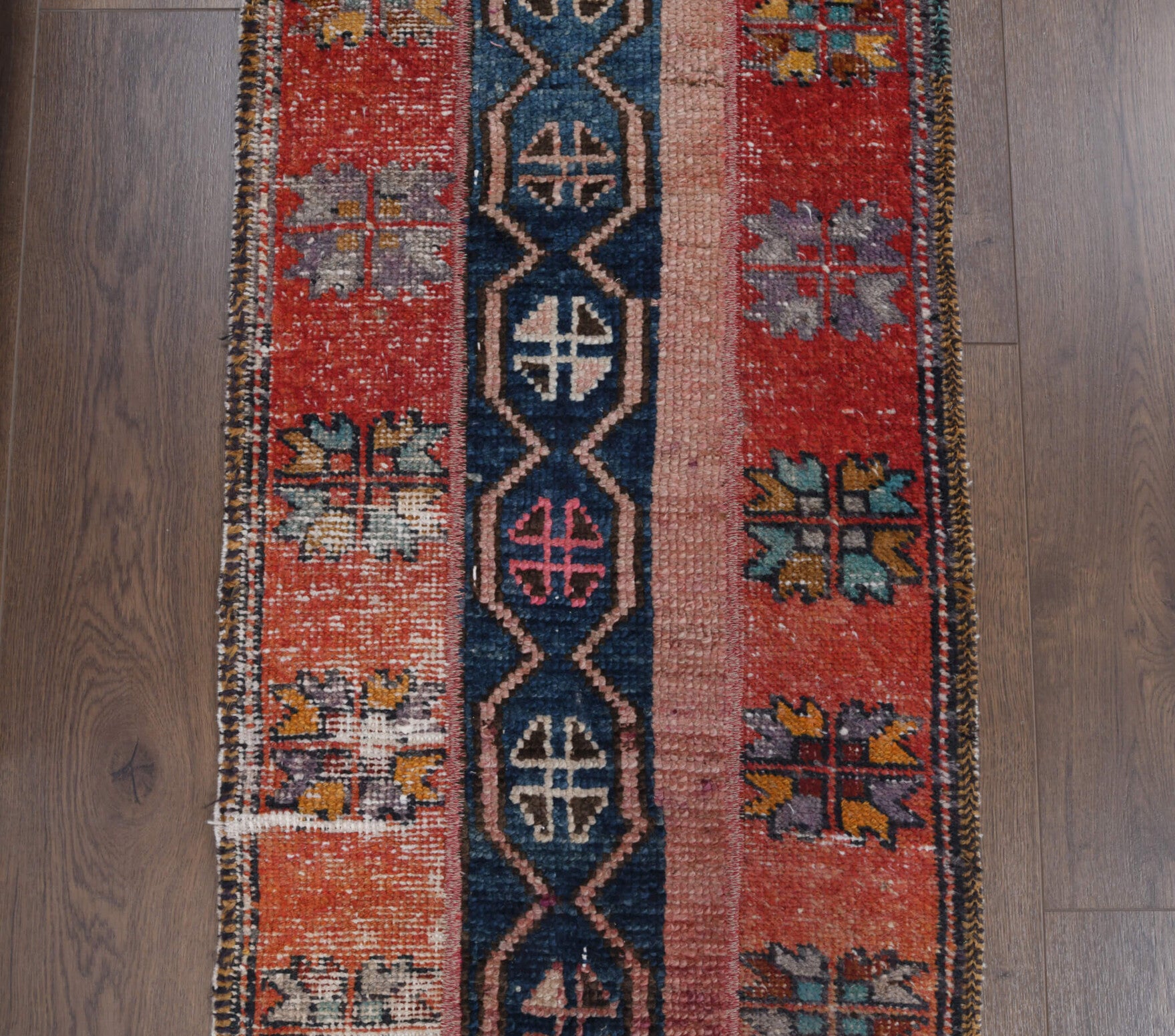 One-of-a-kind 1970s Anatolian vintage patchwork runner rug in wool, 1'10" x 10'2"