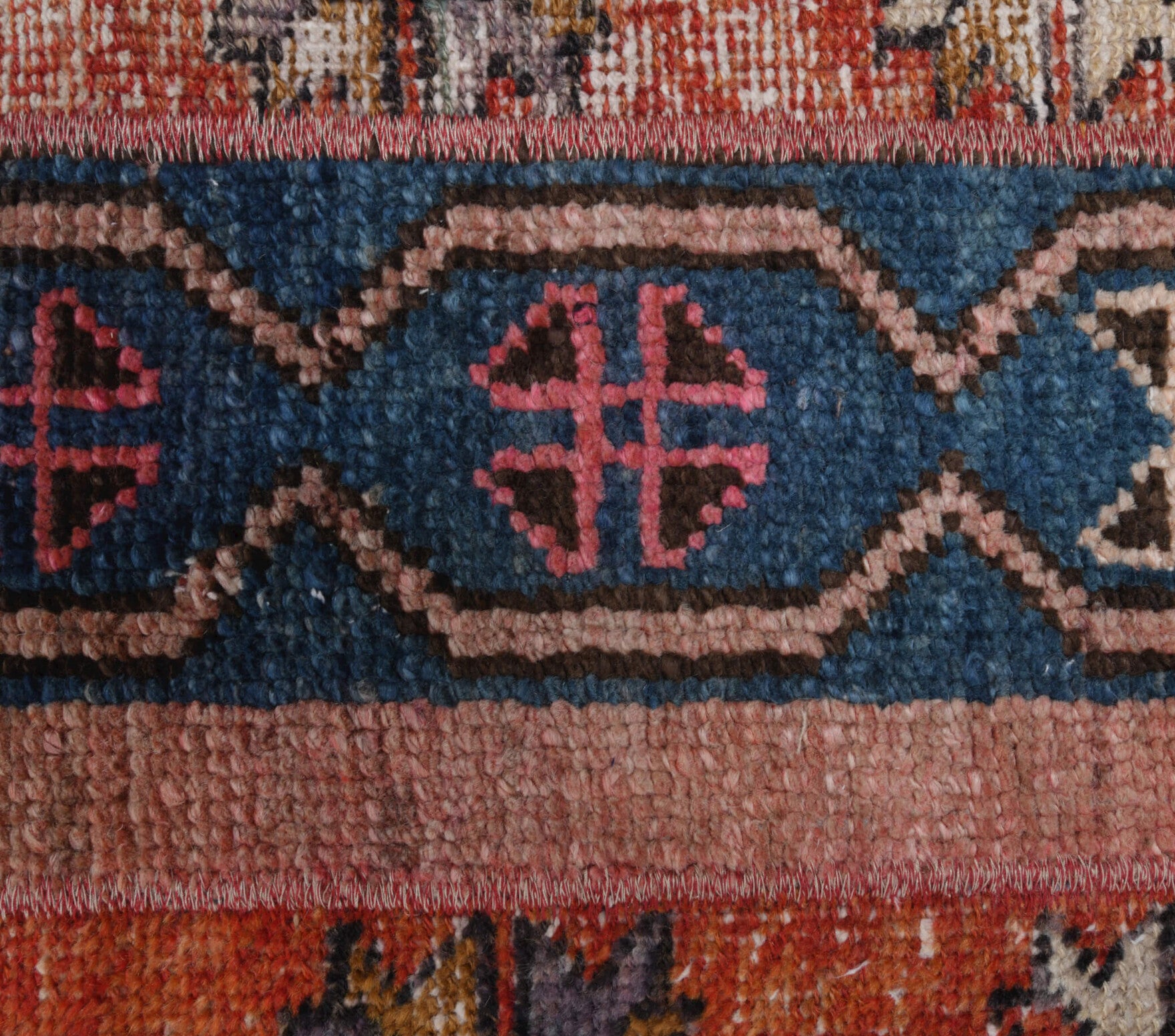 Ilginhayat runner: 1970s handmade Anatolian runner with ikat motifs and fabric backing