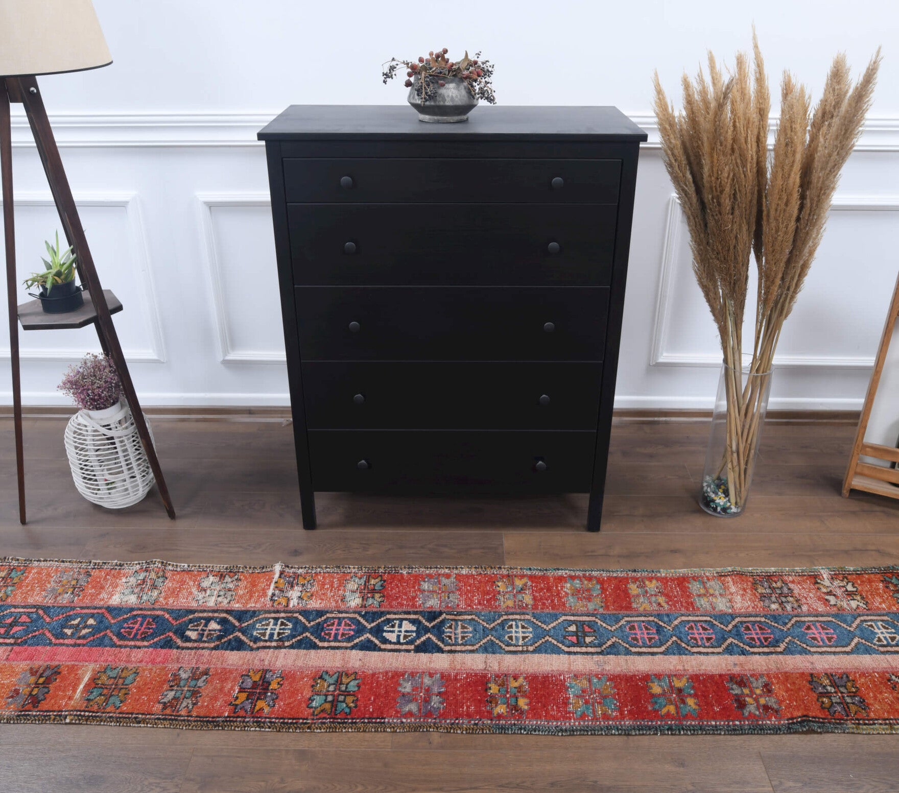 Authentic Anatolian vintage patchwork runner rug (1970s) with ikat design – one-of-a-kind at Fame Rugs