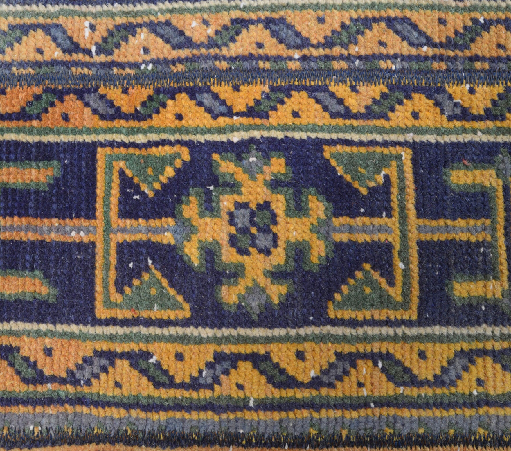 Ilgingul runner: 1970s handmade Anatolian runner with ikat motifs and fabric backing