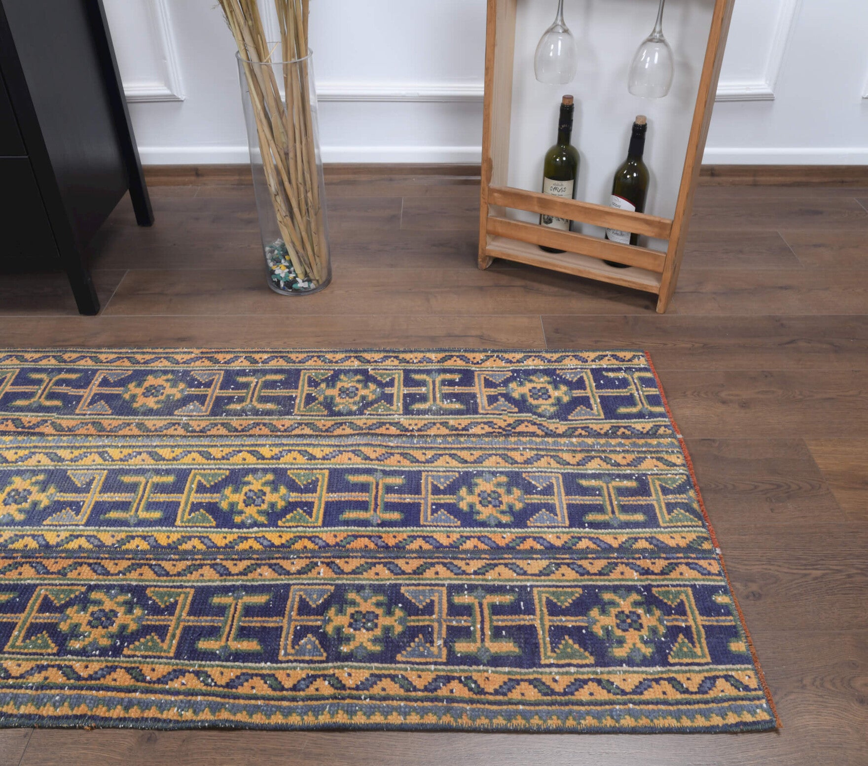 68x248 cm vintage patchwork Anatolian runner rug – Ilgingul, low pile, wool