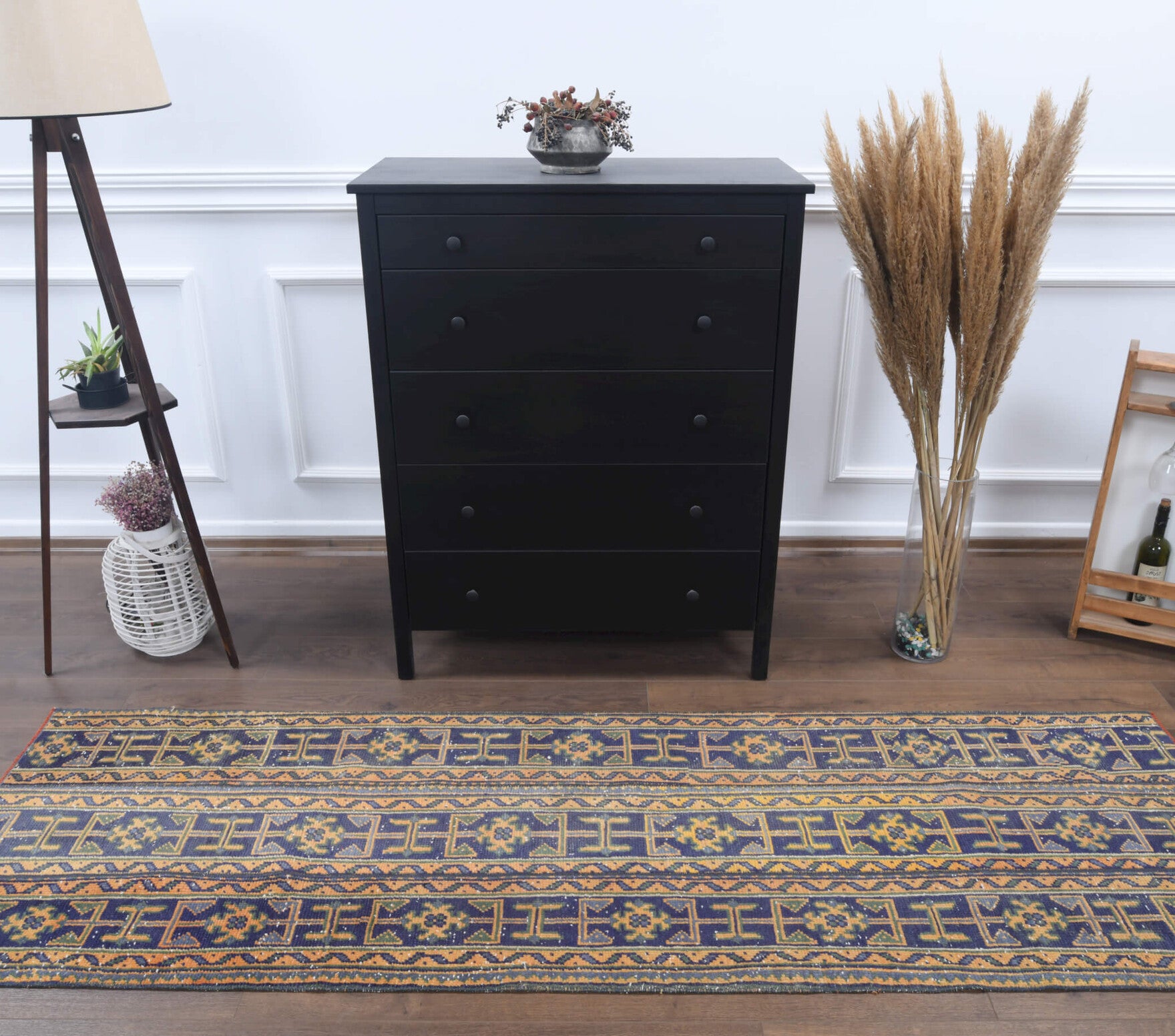 Authentic Anatolian vintage patchwork runner rug (1970s) with ikat design – one-of-a-kind at Fame Rugs
