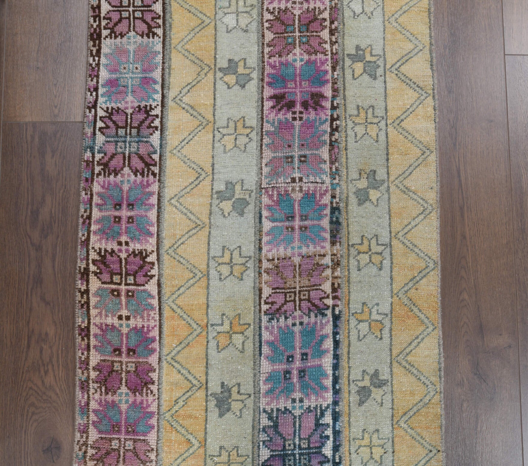 One-of-a-kind 1970s Anatolian vintage patchwork runner rug in wool, 2'2" x 9'6"