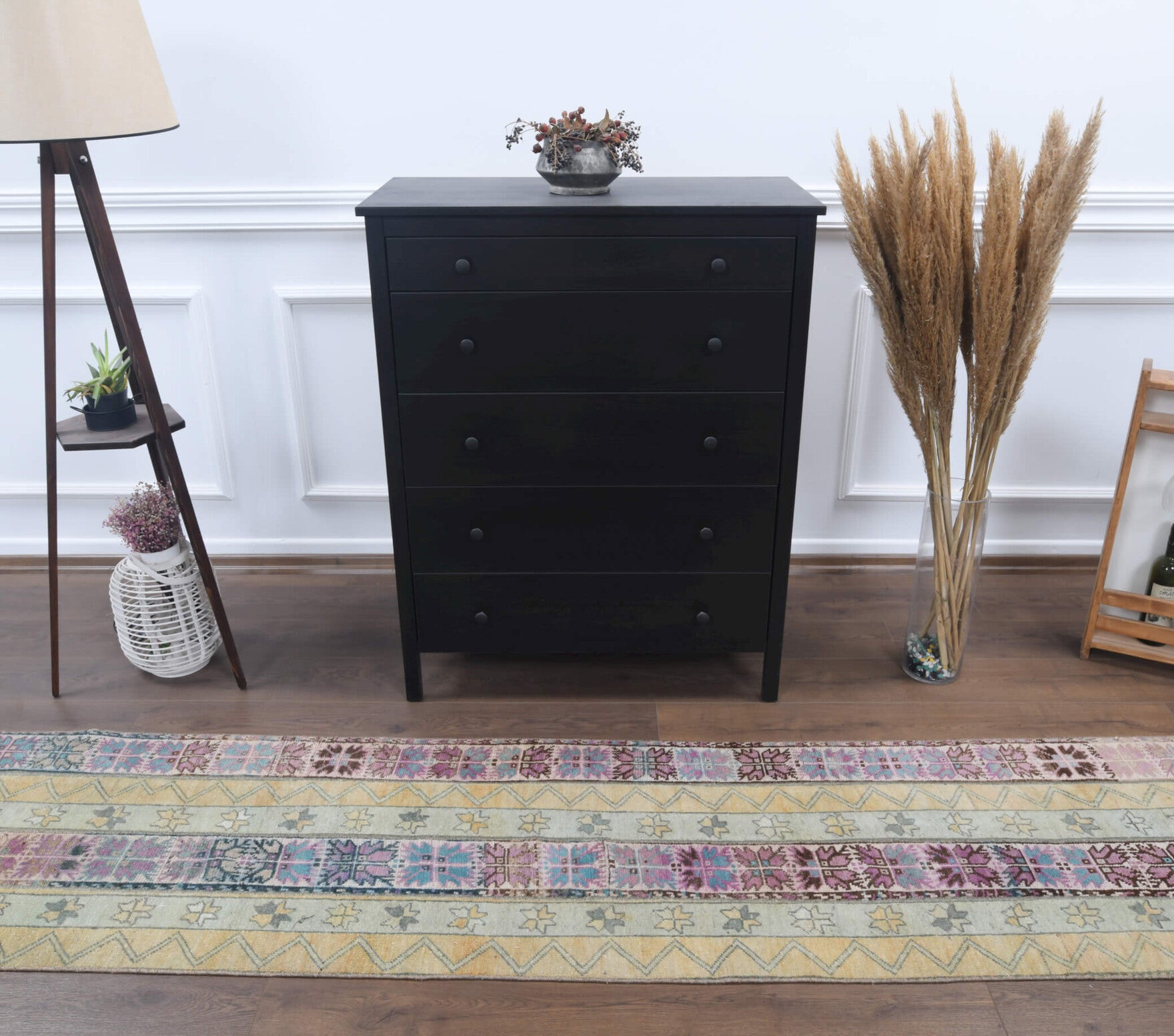 Authentic Anatolian vintage patchwork runner rug (1970s) with ikat design – one-of-a-kind at Fame Rugs