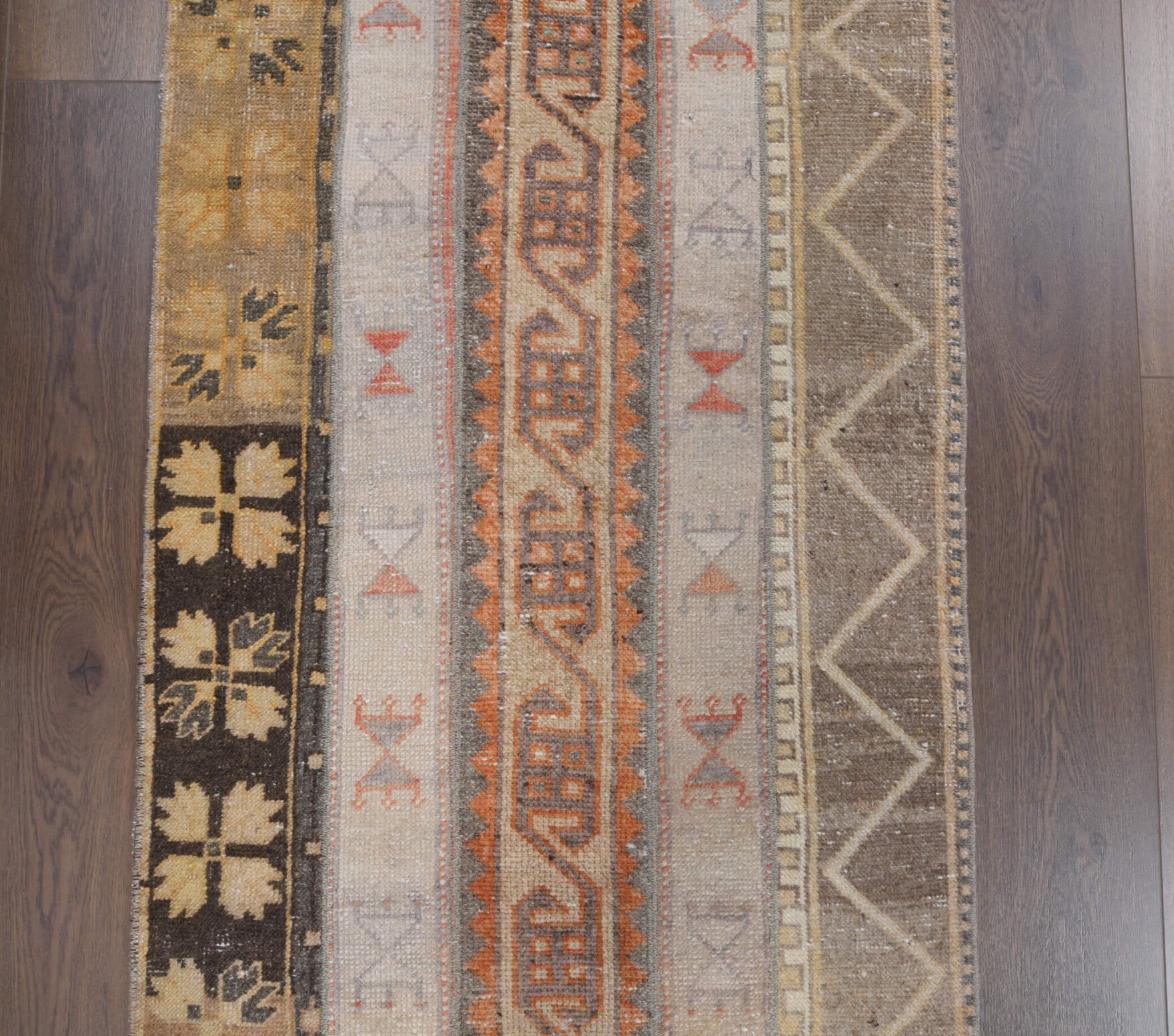 One-of-a-kind 1970s Anatolian vintage patchwork runner rug in wool, 2'7" x 10'10"