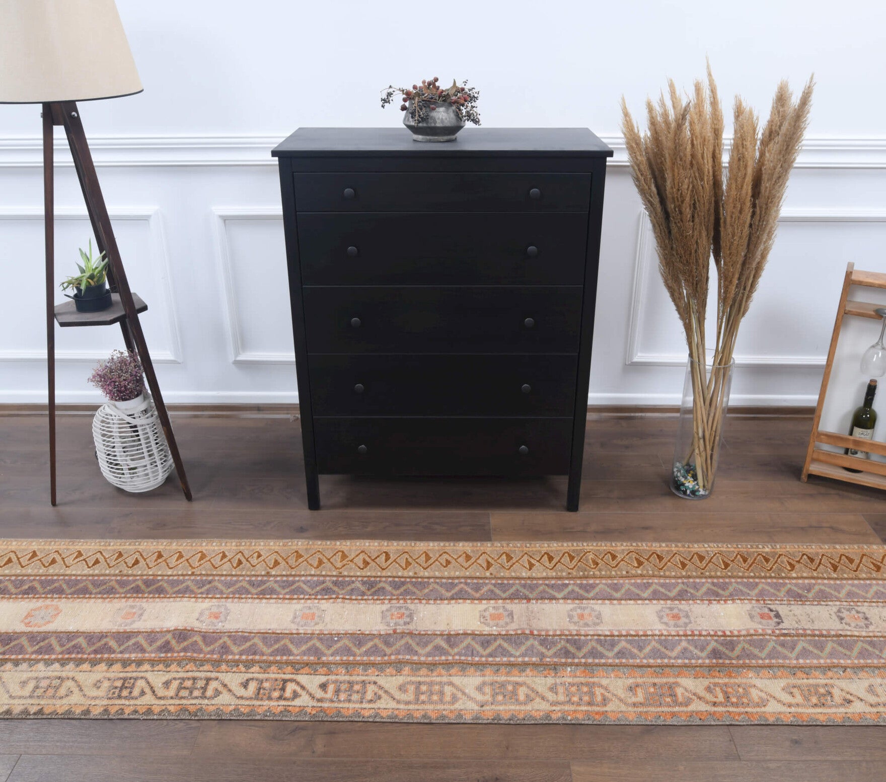 Authentic Anatolian vintage patchwork runner rug (1970s) with oriental design – one-of-a-kind at Fame Rugs