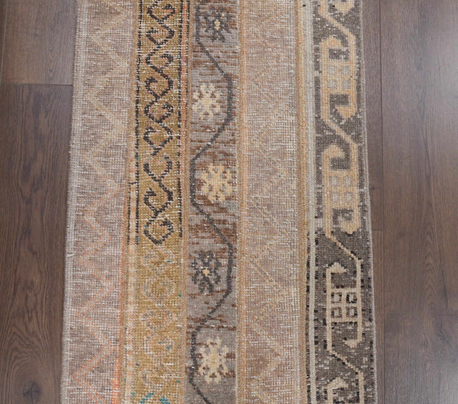 One-of-a-kind 1970s Anatolian vintage patchwork runner rug in wool, 1'11" x 7'7"