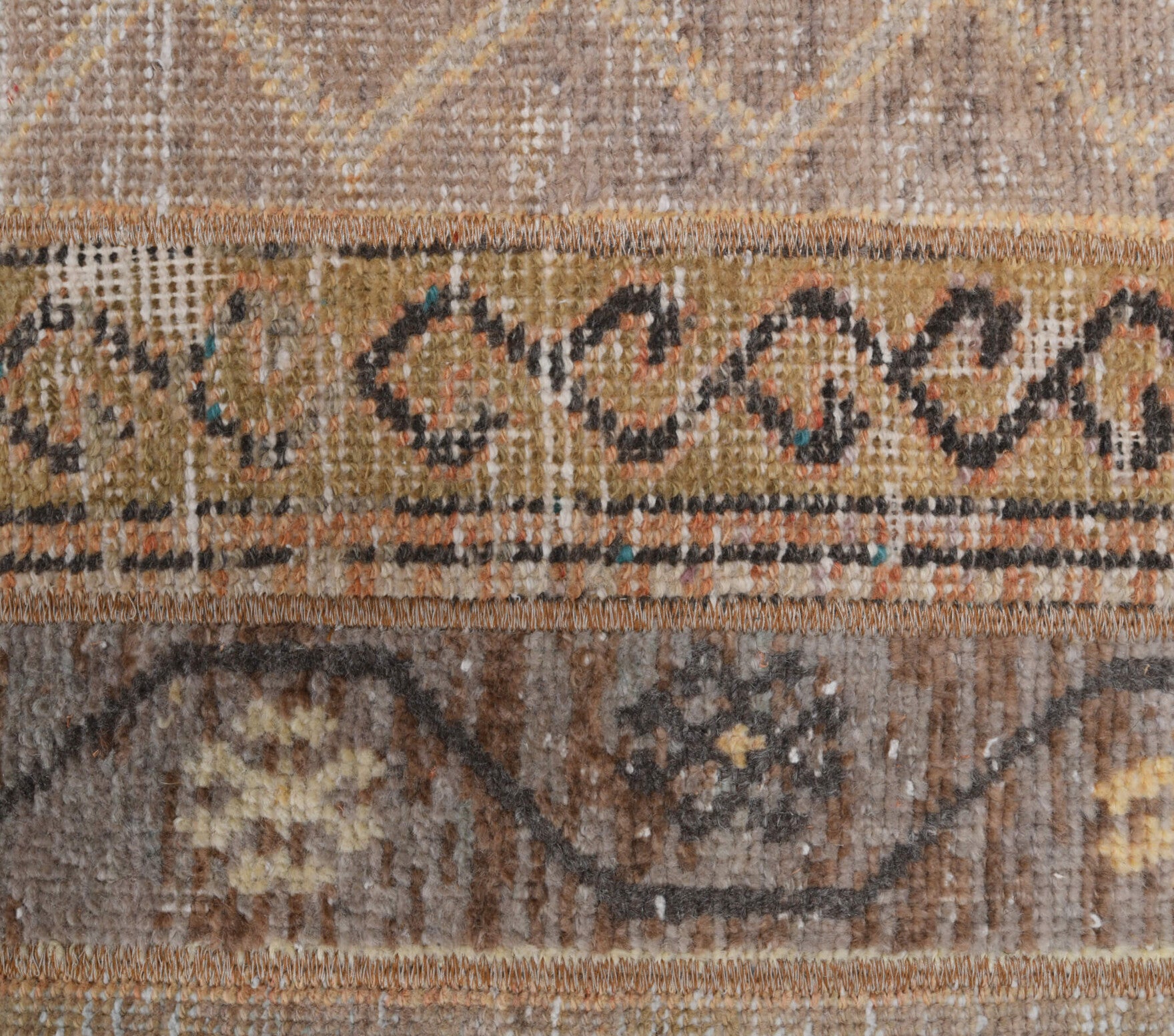 Ianthemira runner: 1970s handmade Anatolian runner with tribal motifs and fabric backing