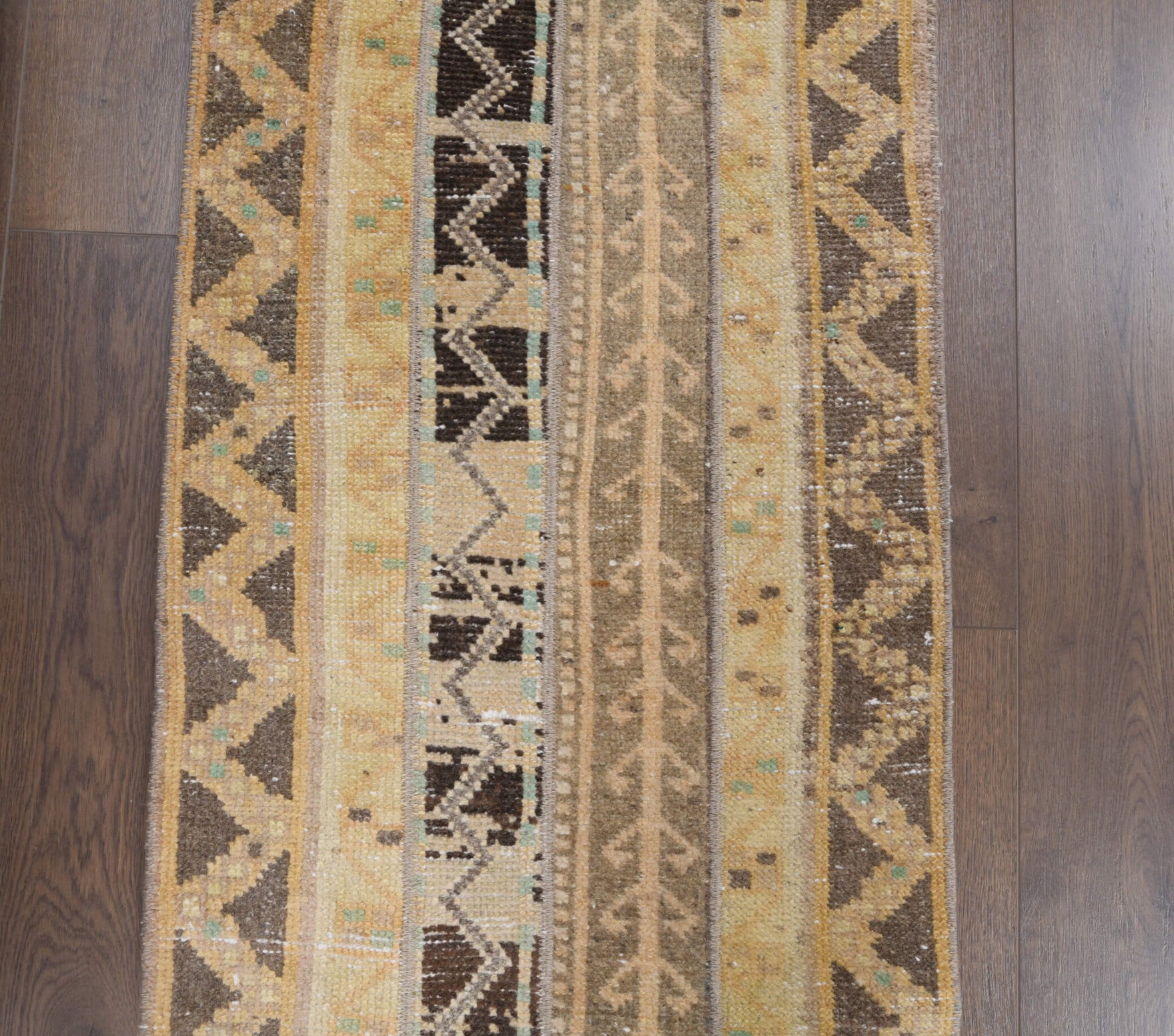 One-of-a-kind 1970s Anatolian vintage patchwork runner rug in wool, 1'10" x 7'5"