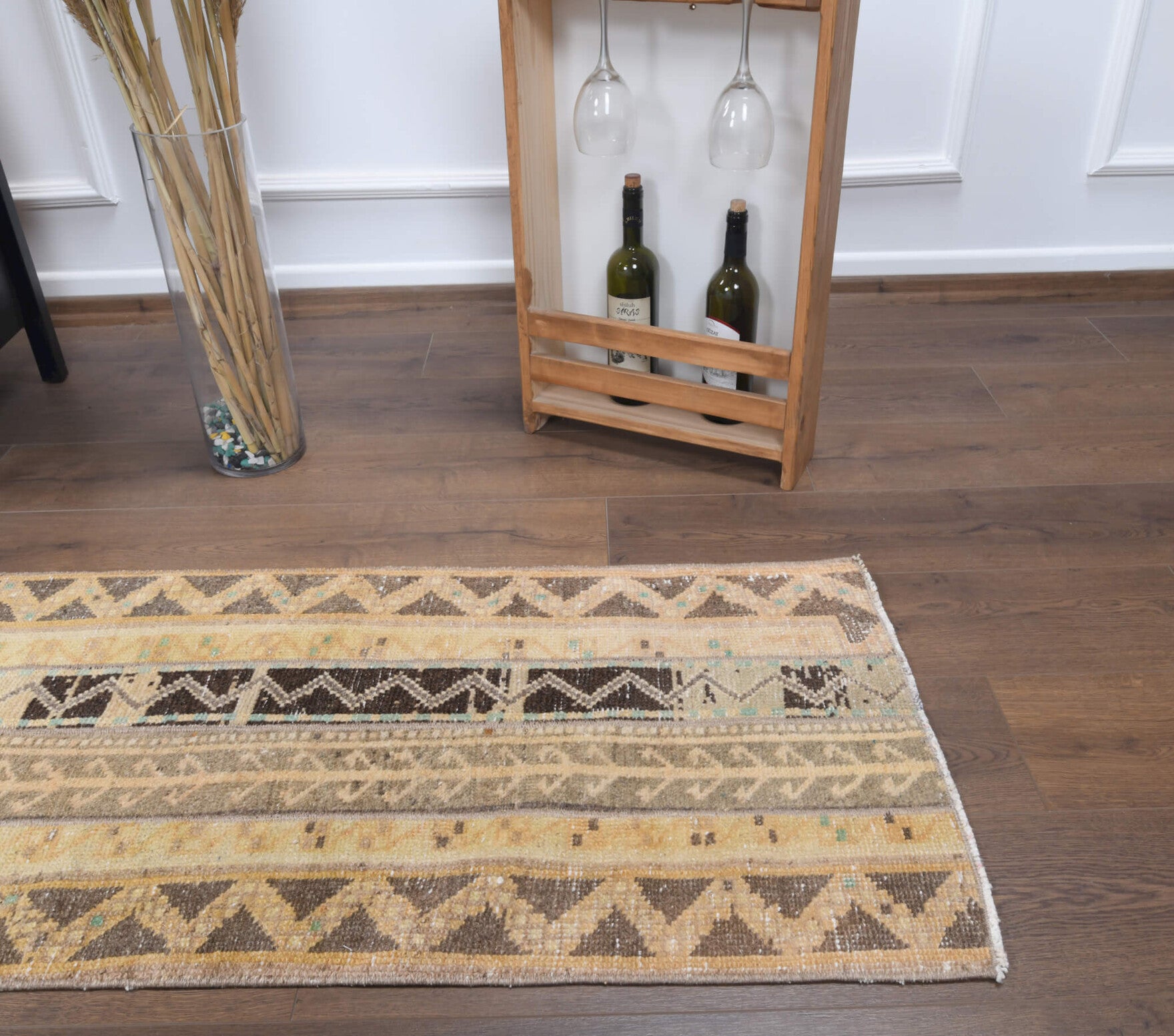 57x227 cm vintage patchwork Anatolian runner rug – Hurremnisin, low pile, wool
