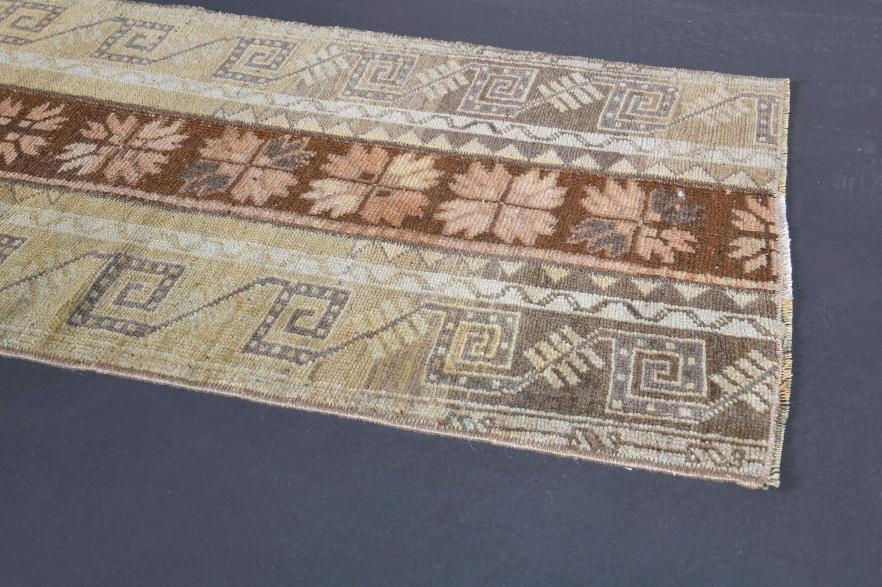 One-of-a-kind 1970s Anatolian vintage patchwork runner rug in wool, 1'10" x 6'1"